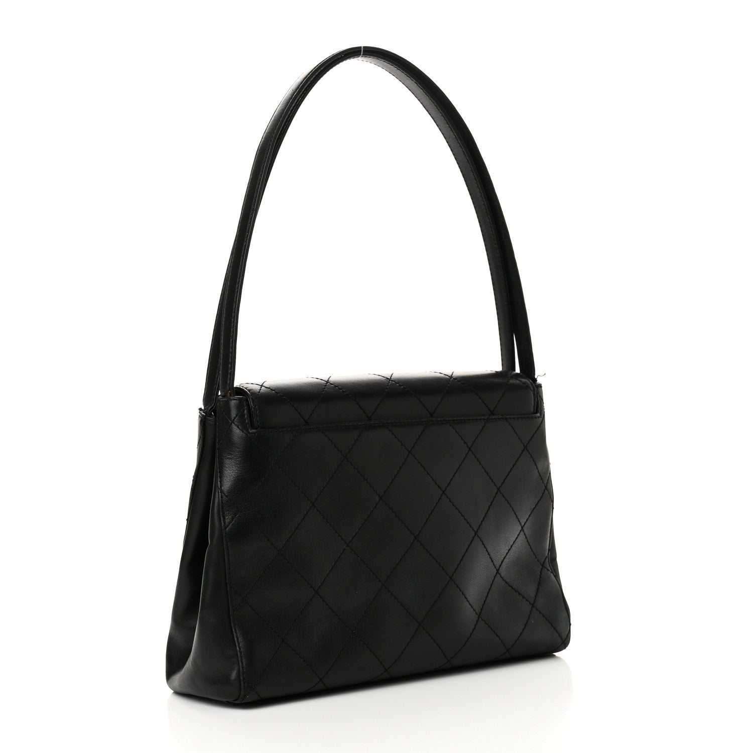 Lambskin Quilted CC Flap Shoulder Bag Black
