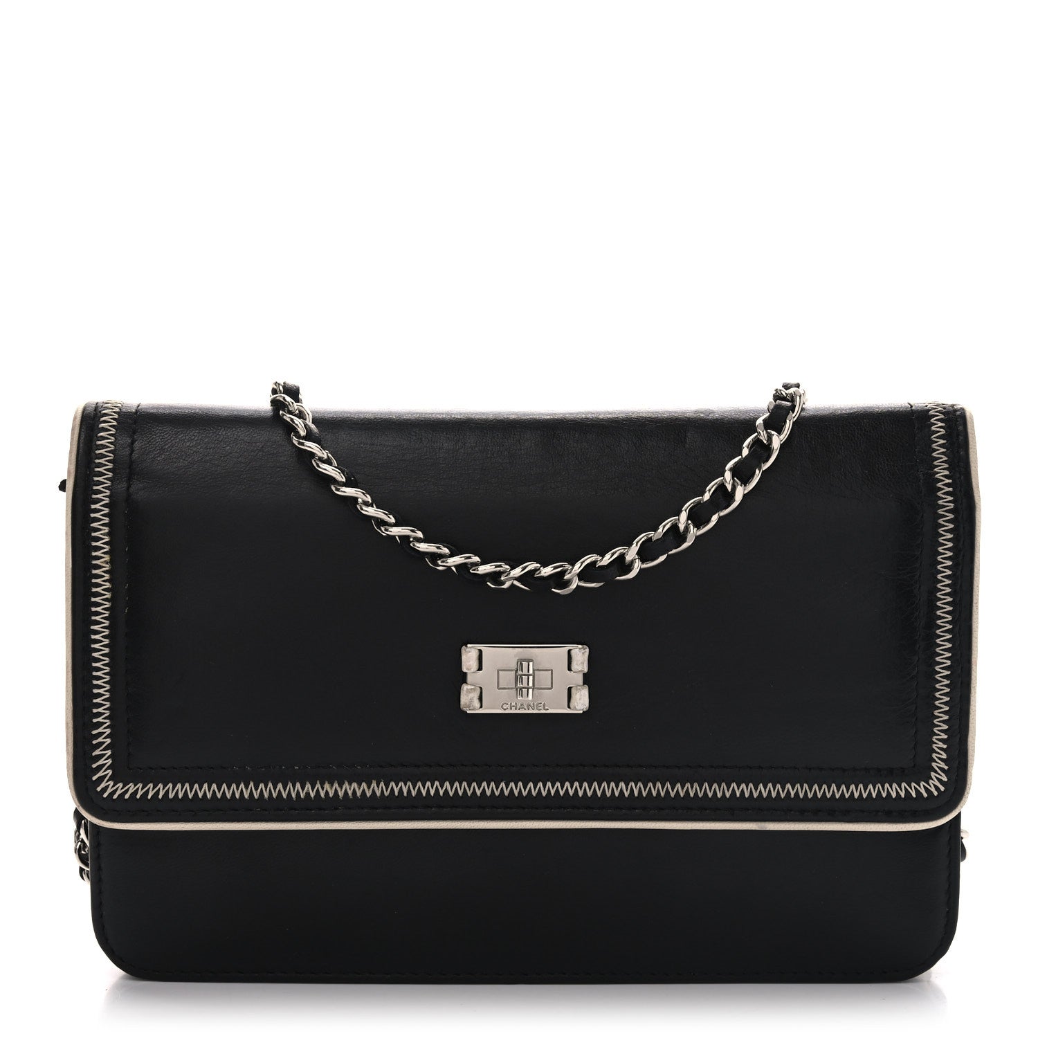 Lambskin Mademoiselle Wallet On Chain WOC Black