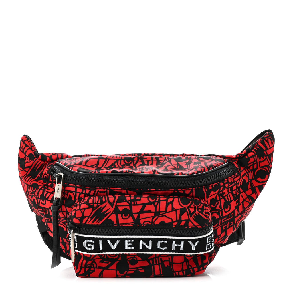 Nylon Printed Light 3 Bum Bag Black Red