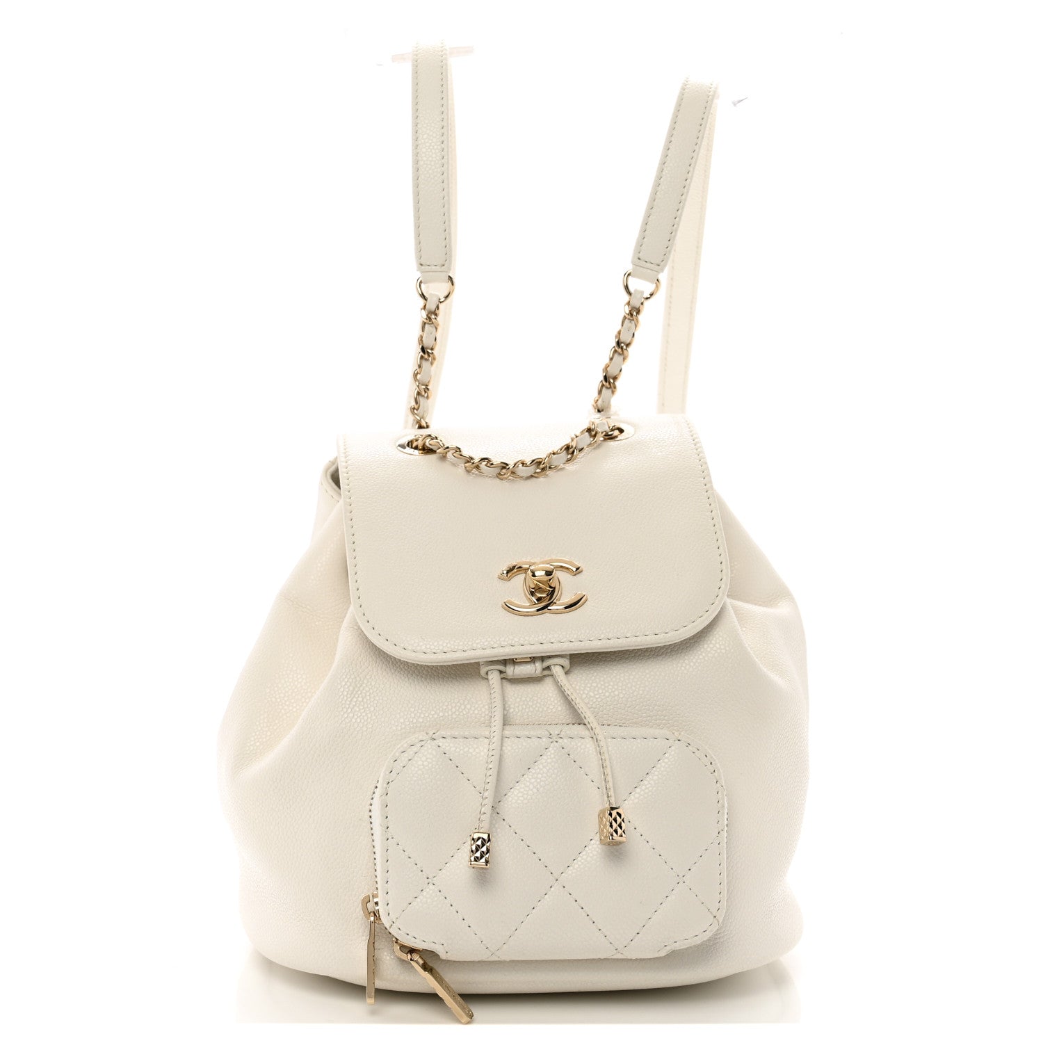 Caviar Quilted Business Affinity Backpack White