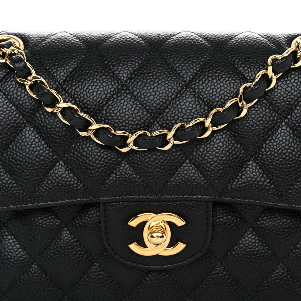 Caviar Quilted Small Double Flap Black