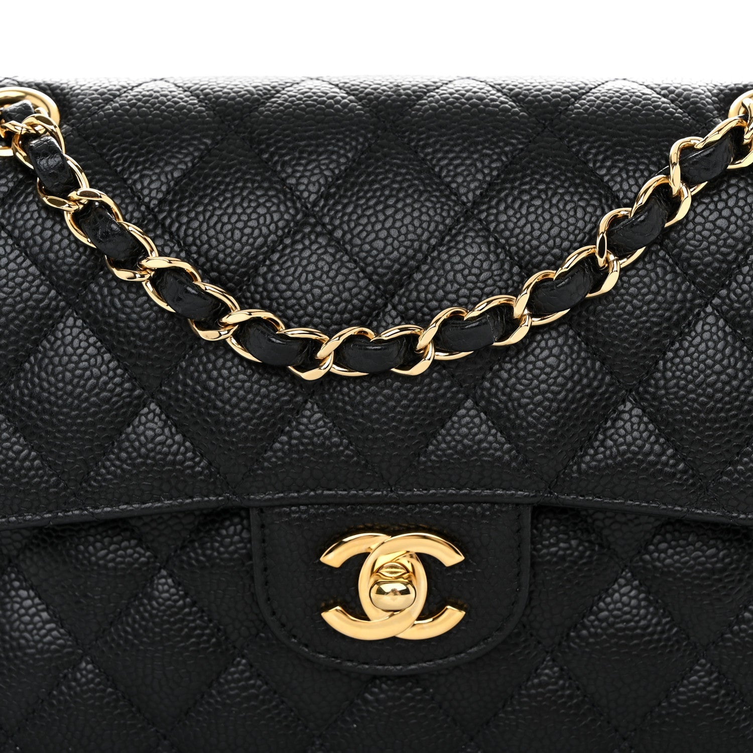 Caviar Quilted Small Double Flap Black