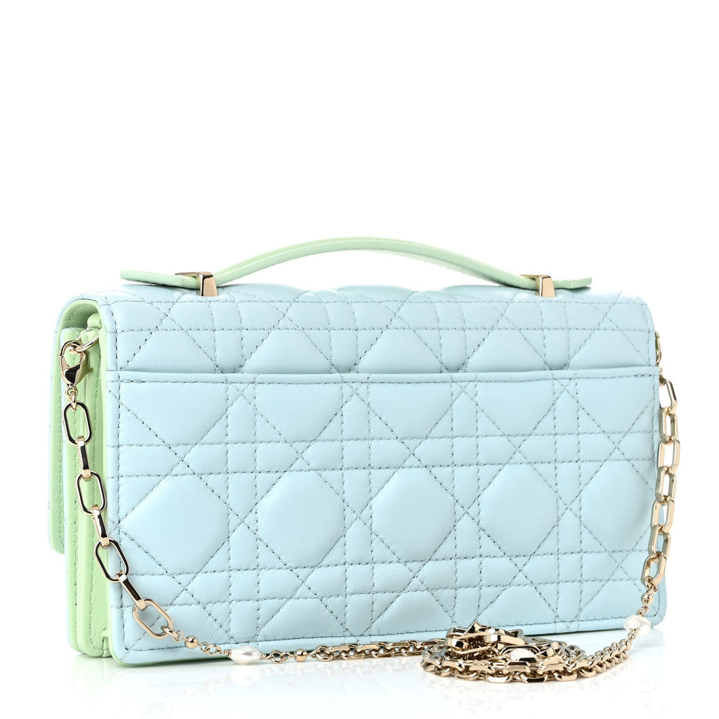 Lambskin Cannage Two Tone Mini My Dior Bag Celestial Blue Light Mint