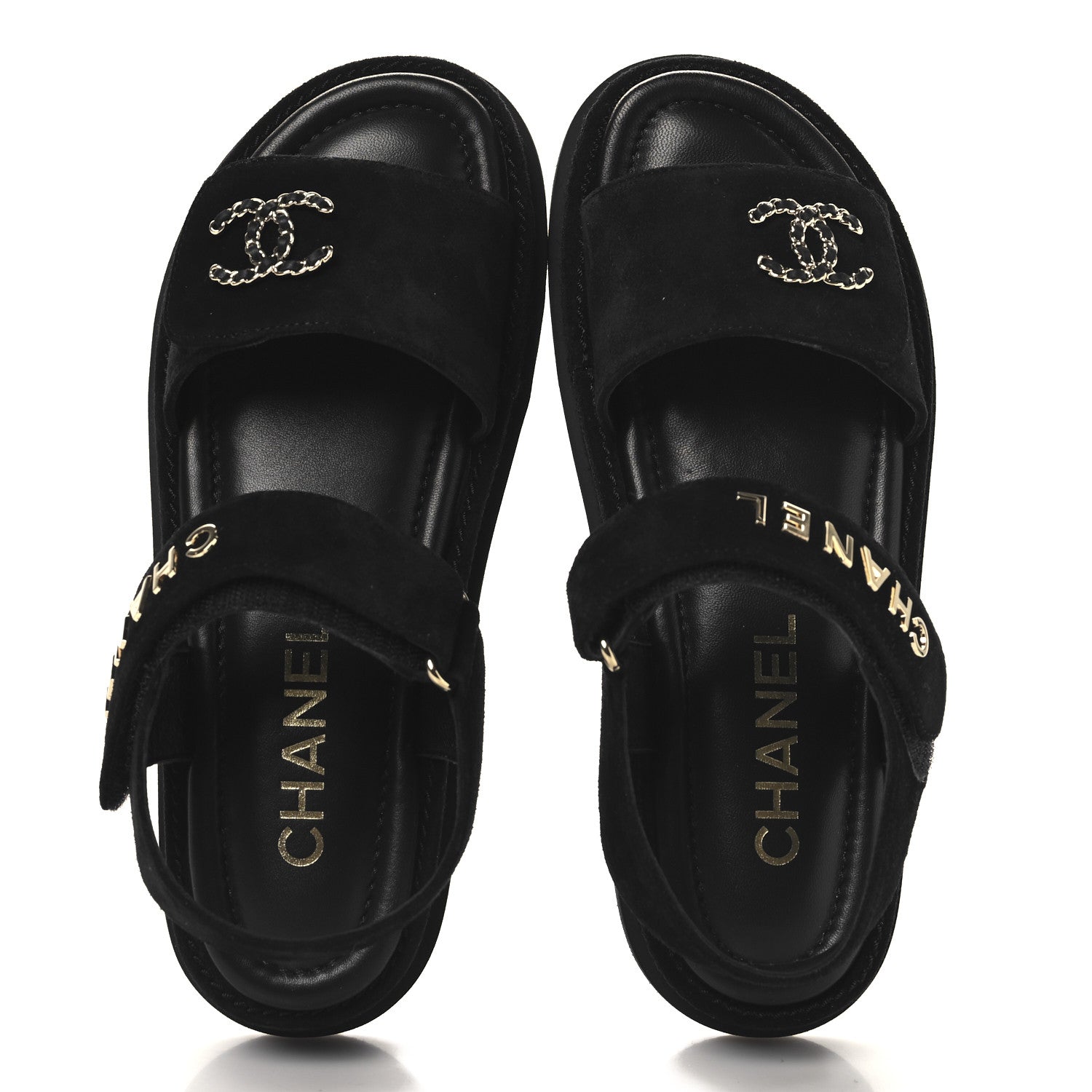 Suede Calfskin Dad Sandals 39 Black