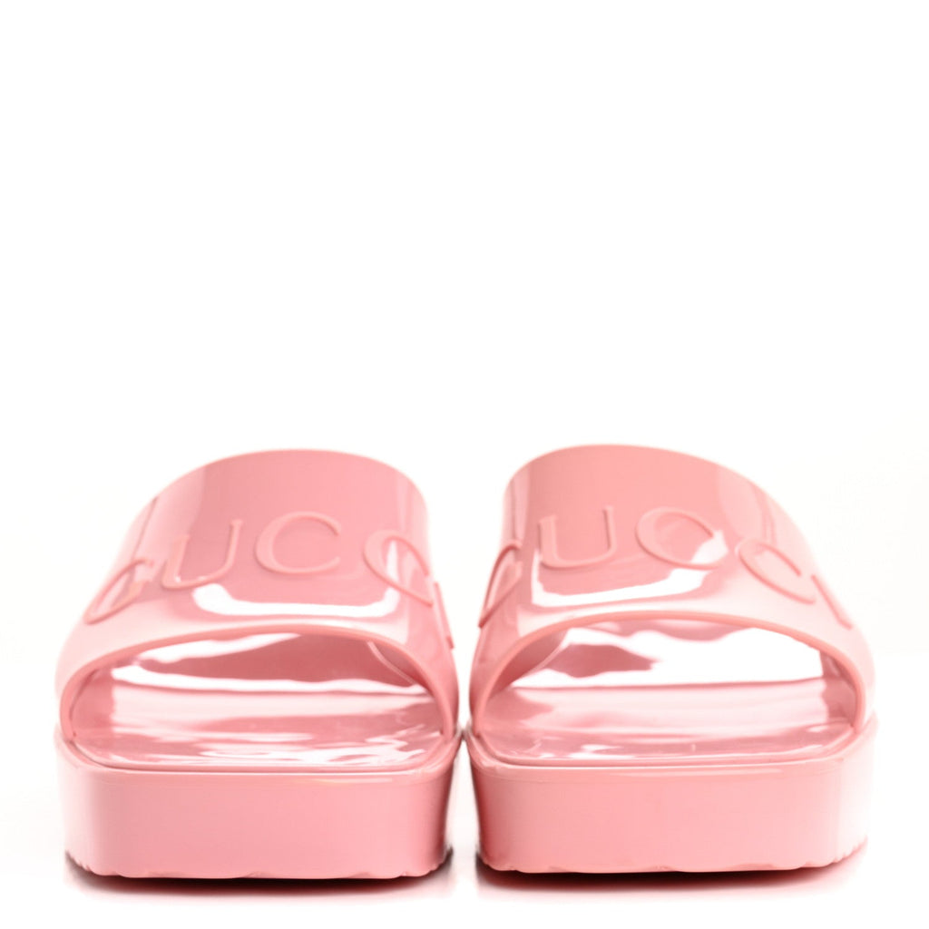 Rubber Gucci Logo Womens Platform 20/60mm Slide Sandals 41 Wild Rose