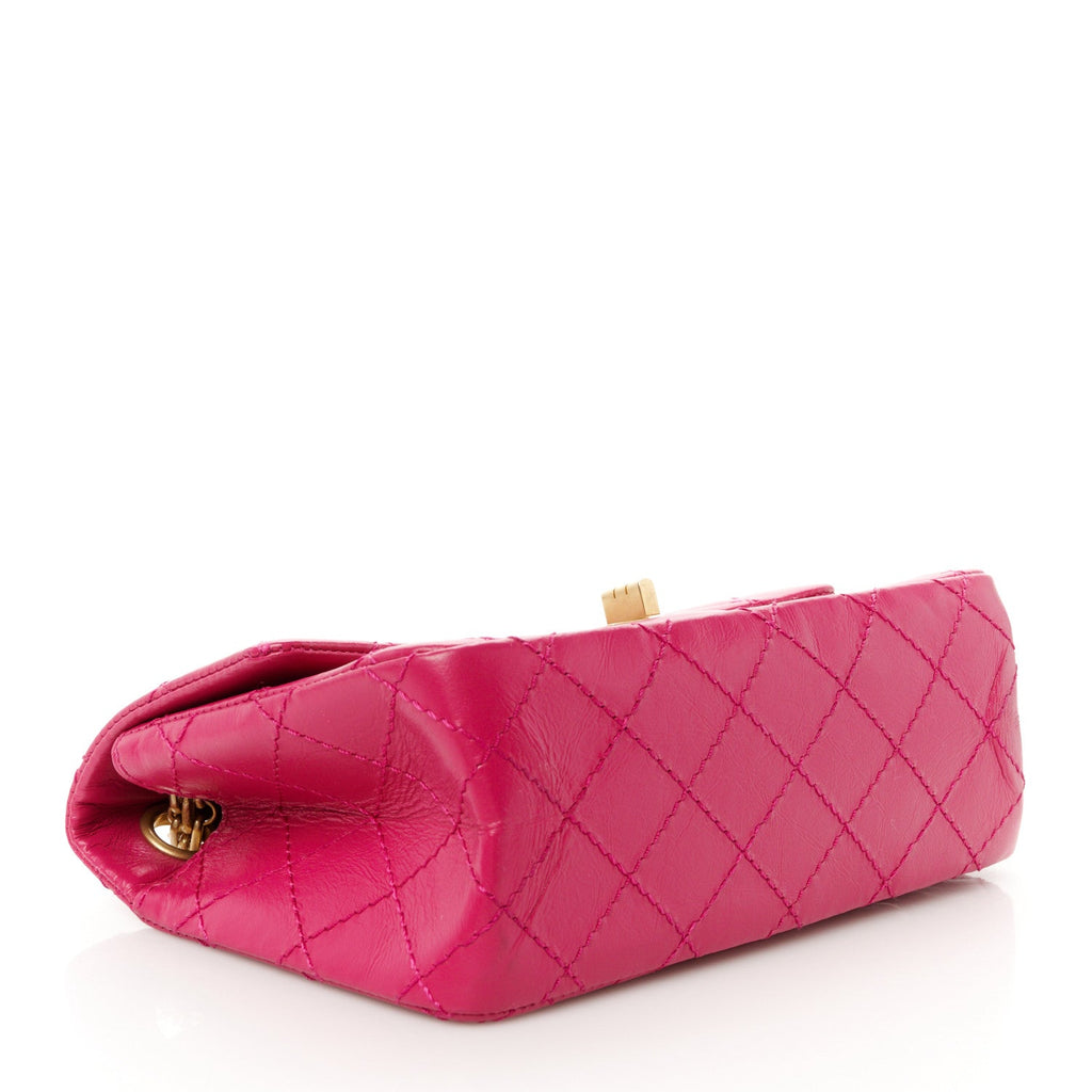 Aged Calfskin Quilted 2.55 Reissue Mini Flap Fuchsia