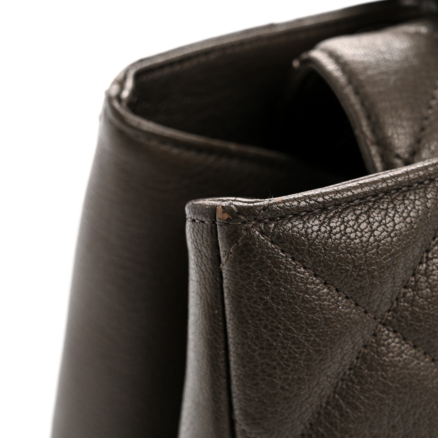 Metallic Goatskin Quilted Large City Rock Shopping Bag Silver