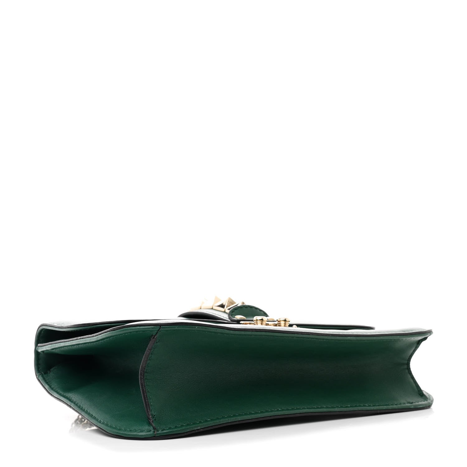 Vitello Medium Glam Lock Rockstud Flap Smeraldo