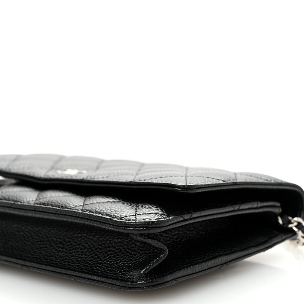 Caviar Quilted Wallet on Chain WOC Black