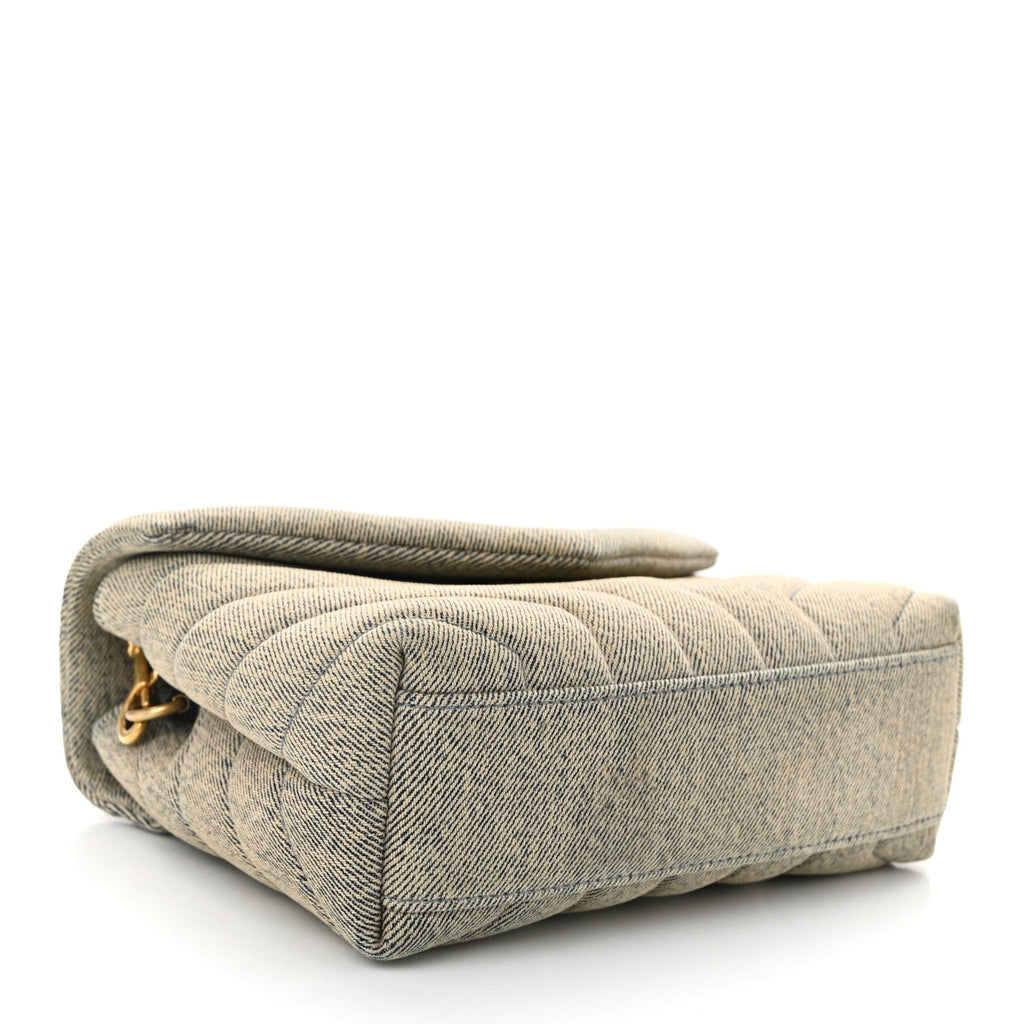 Denim Y Quilted Monogram Toy Loulou Crossbody Bag Grey