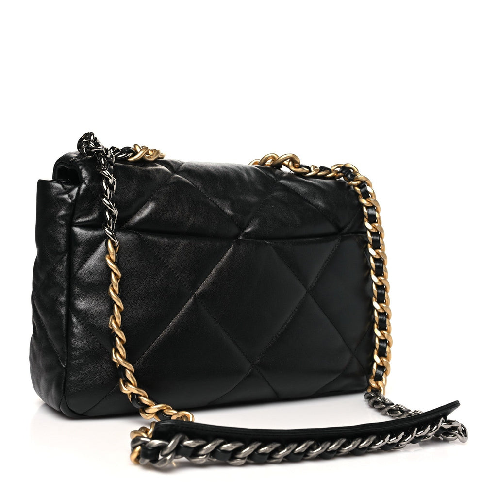 Lambskin Quilted Large Chanel 19 Flap Black