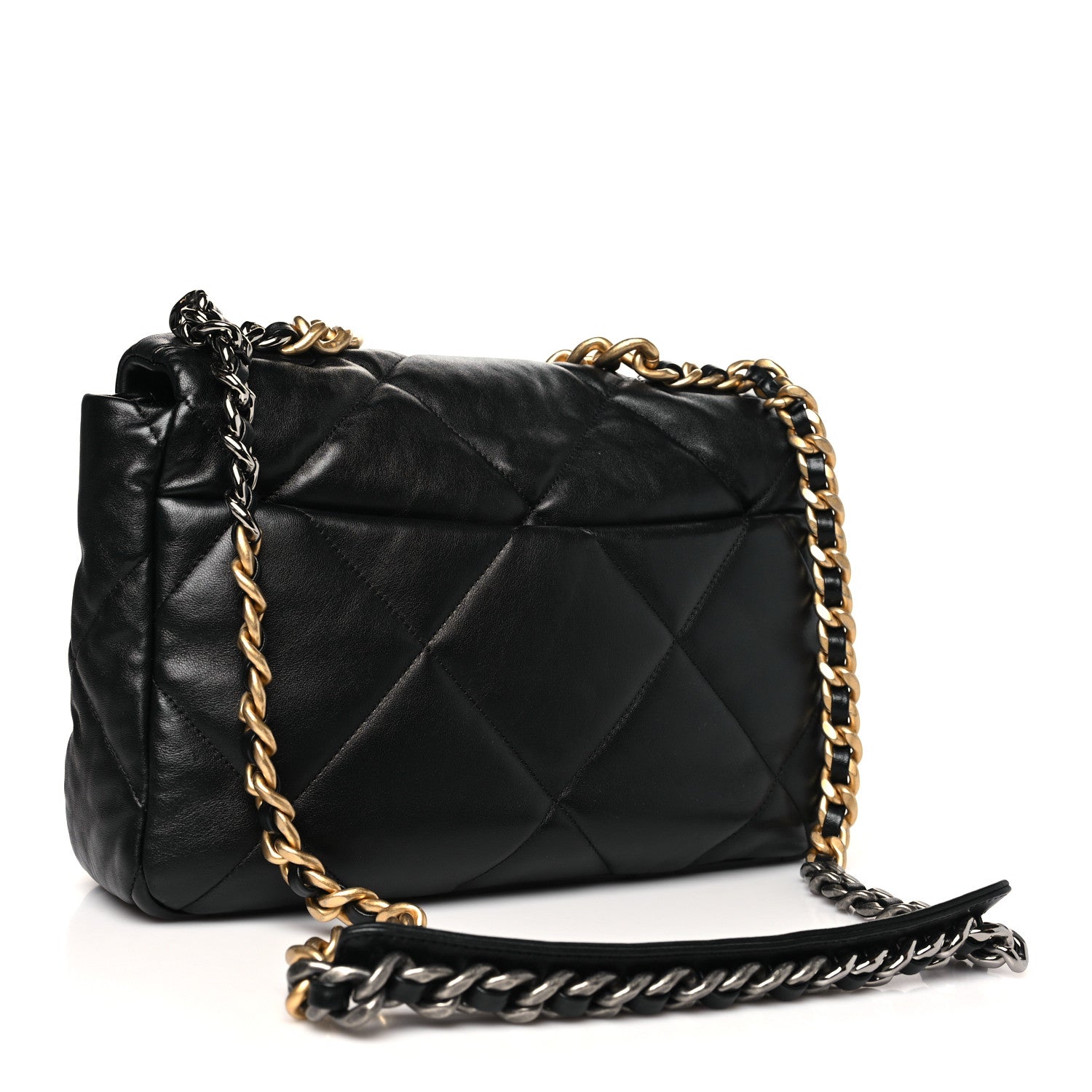 Lambskin Quilted Large Chanel 19 Flap Black