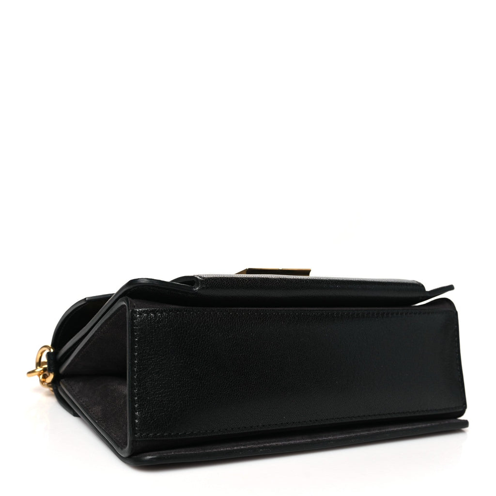Goatskin Suede Small GV3 Shoulder Bag Black Grey