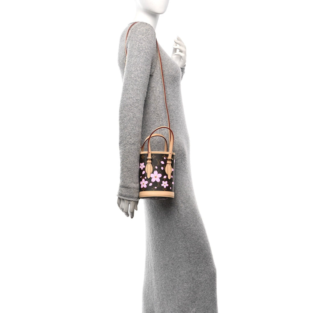 LV X TM Monogram Cherry Blossom Nano Bucket Sakura Brown