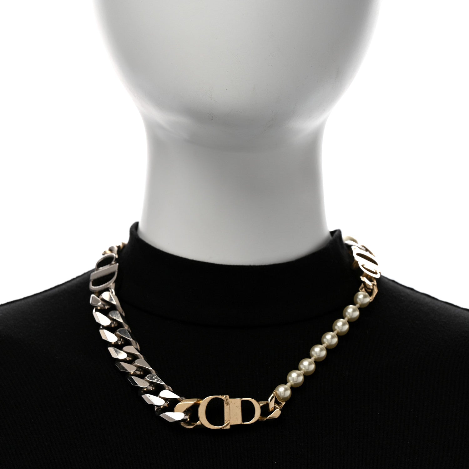 Metal Pearl Danseuse Etoile Chain Choker Necklace Gold Silver