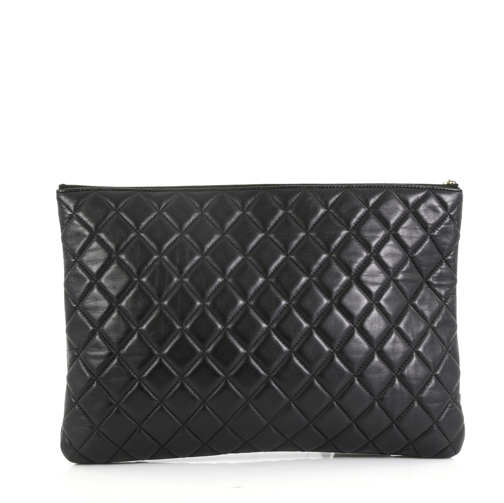 Camellia O Case Clutch Quilted Lambskin Large