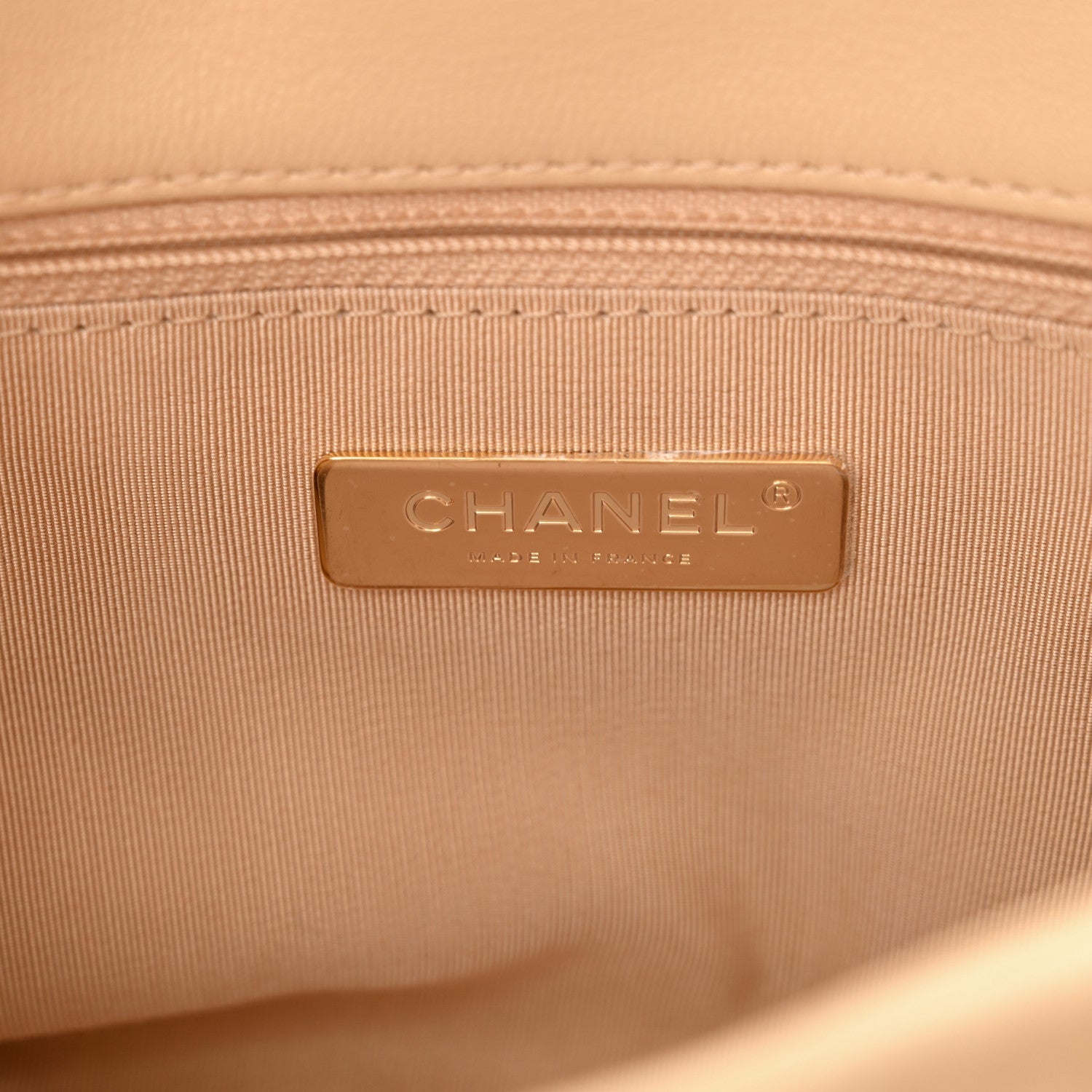 Shiny Goatskin Quilted Medium Chanel 19 Flap Beige