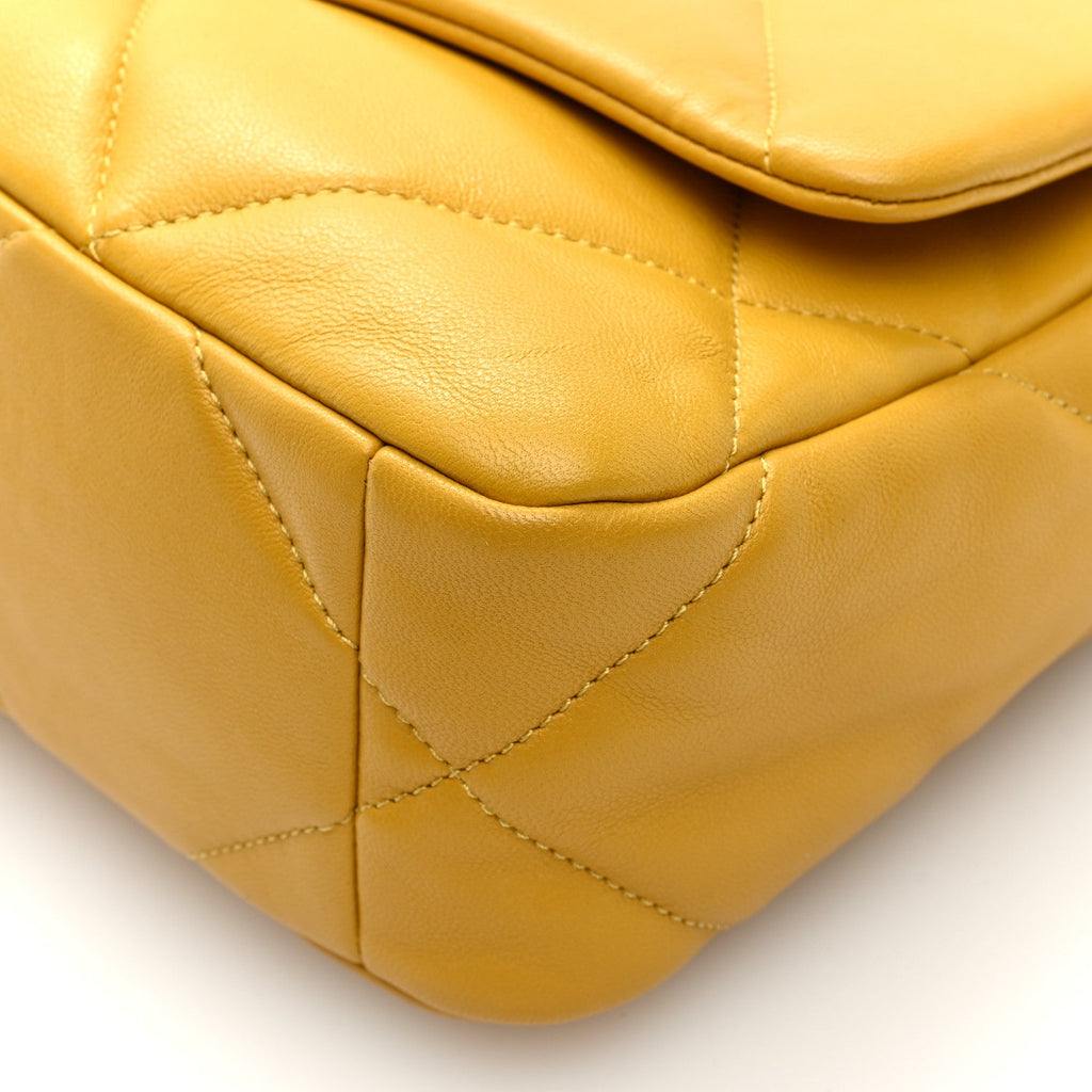 Lambskin Quilted Medium Chanel 19 Flap Yellow