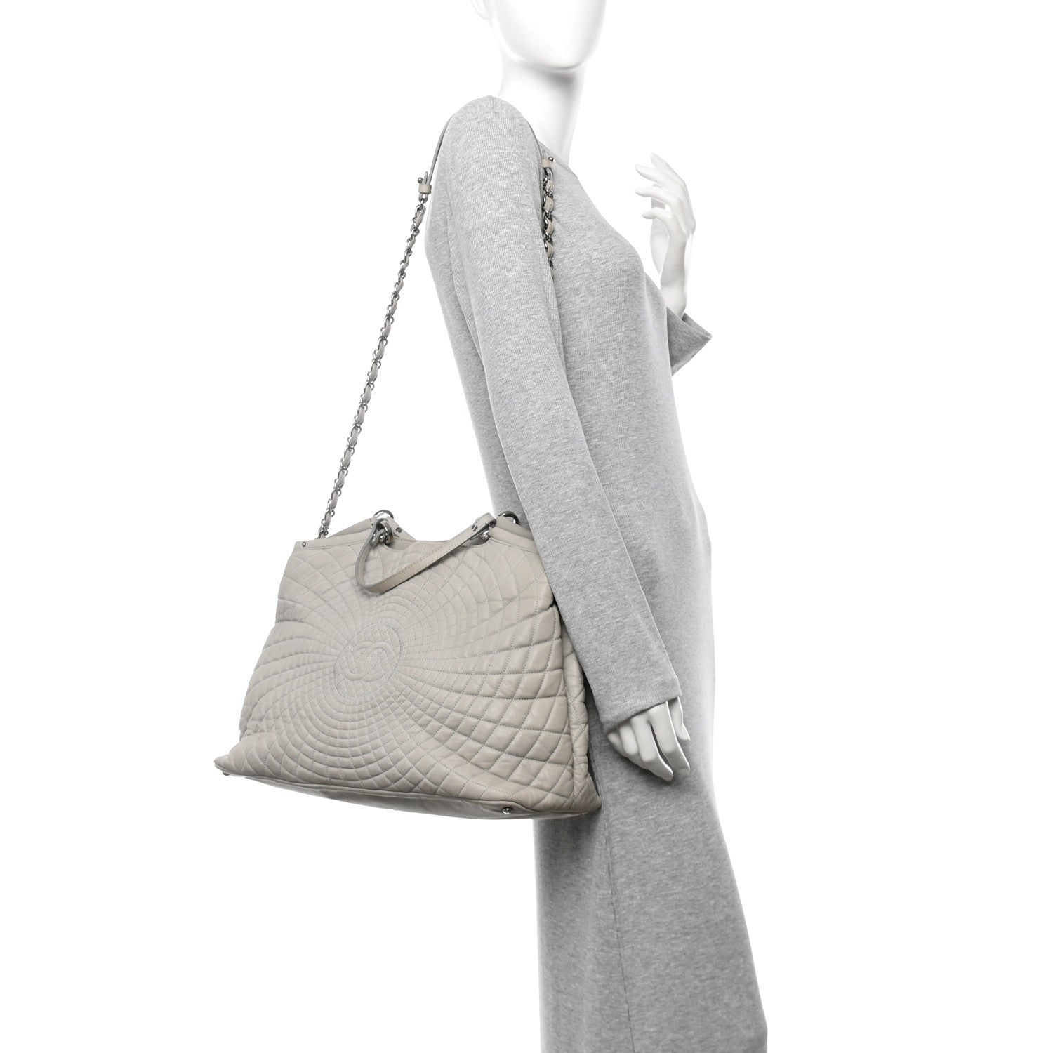 Iridescent Calfskin Large Sea Hit Tote Grey