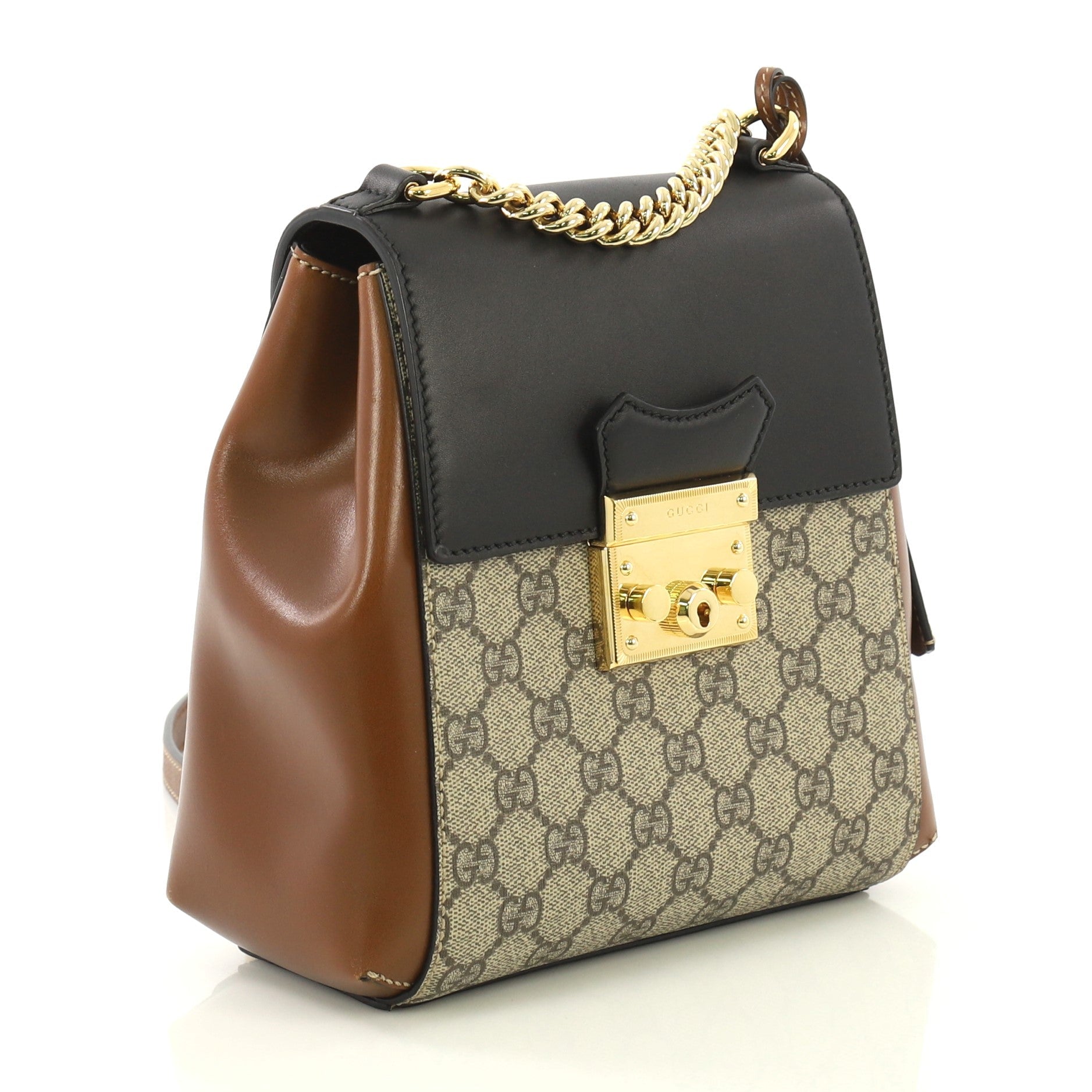 Padlock Backpack GG Coated Canvas and Leather Mini