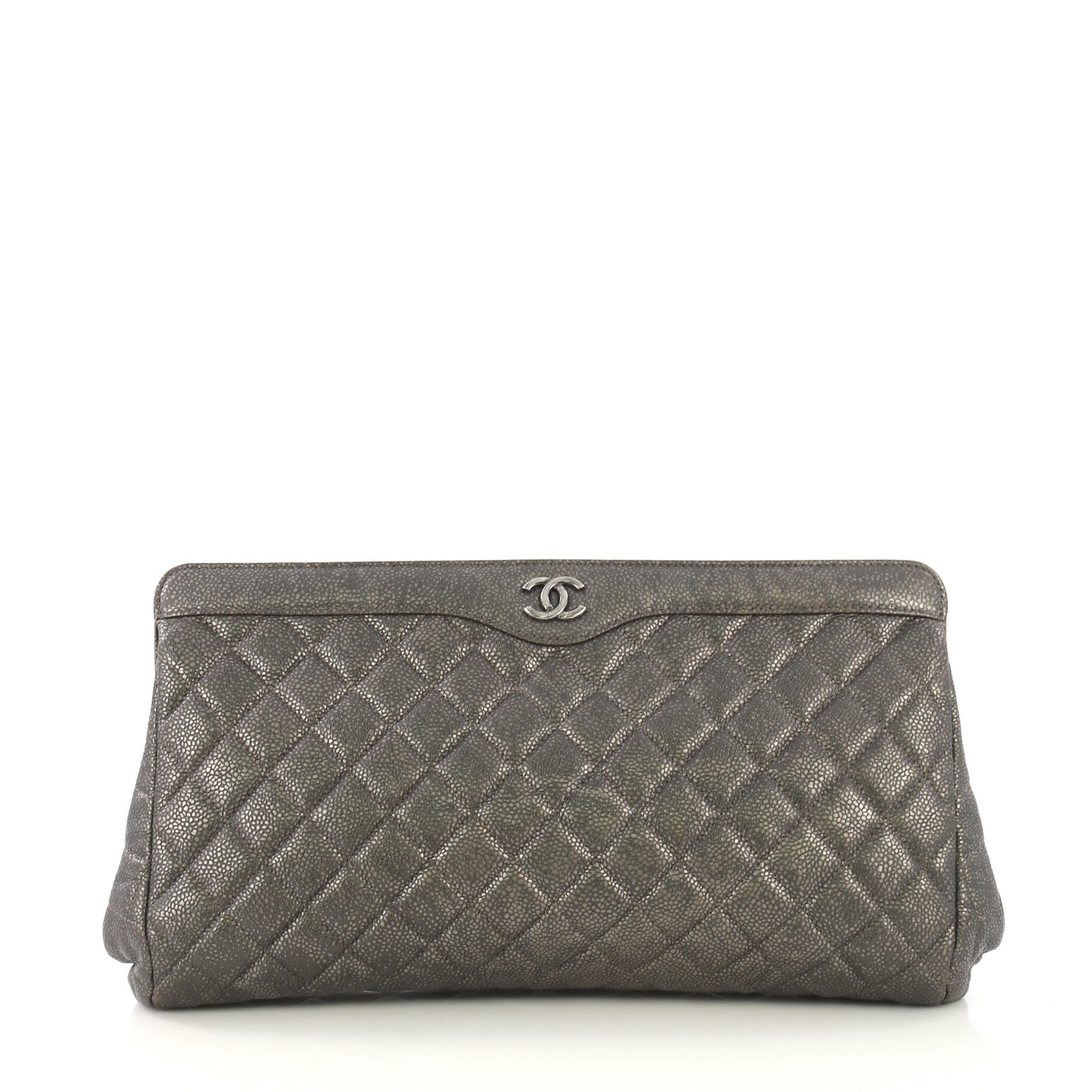 CC Frame Clutch Quilted Caviar Large