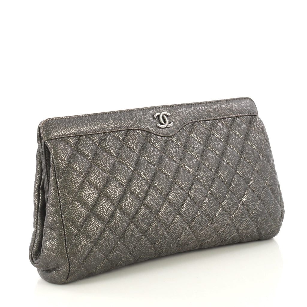 CC Frame Clutch Quilted Caviar Large
