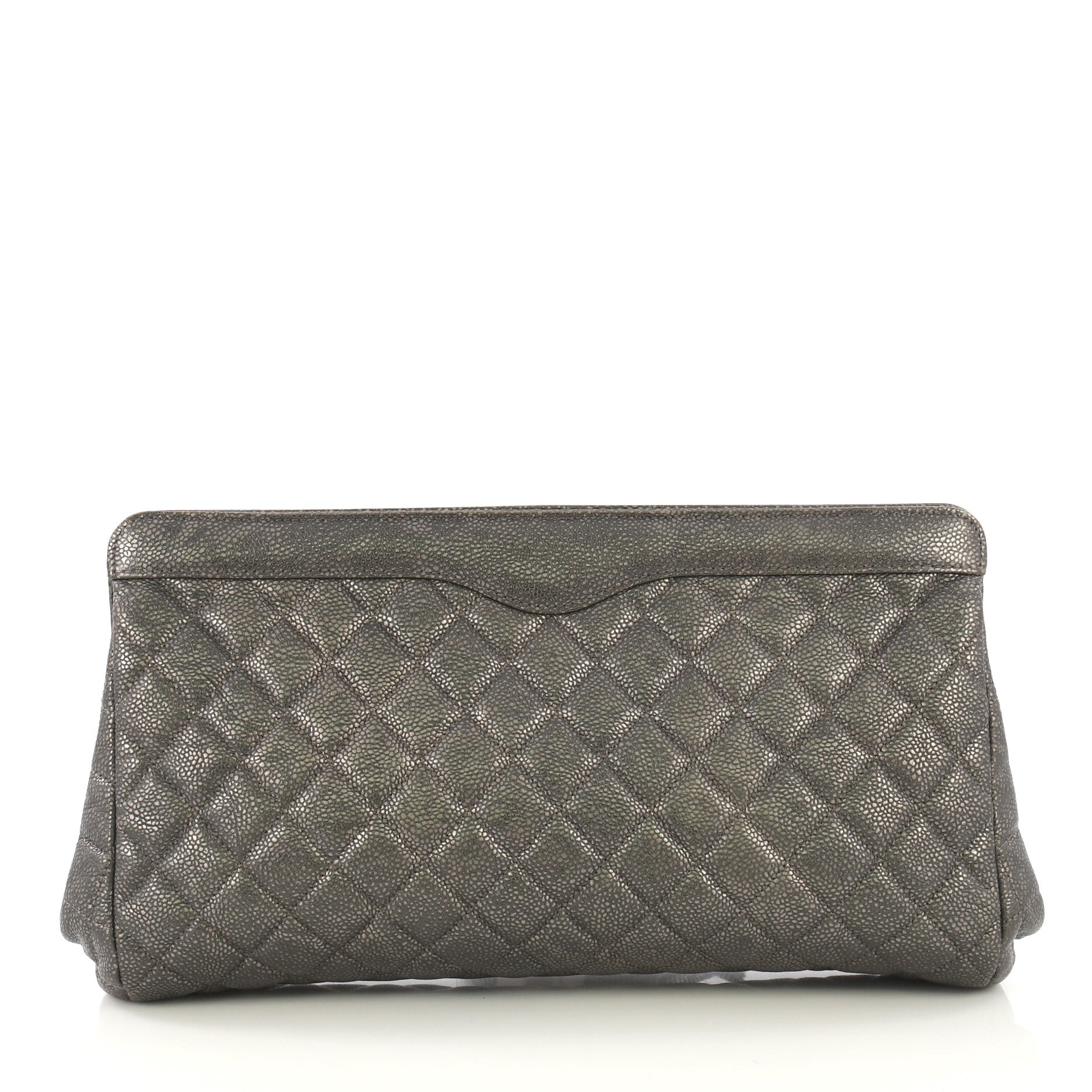 CC Frame Clutch Quilted Caviar Large