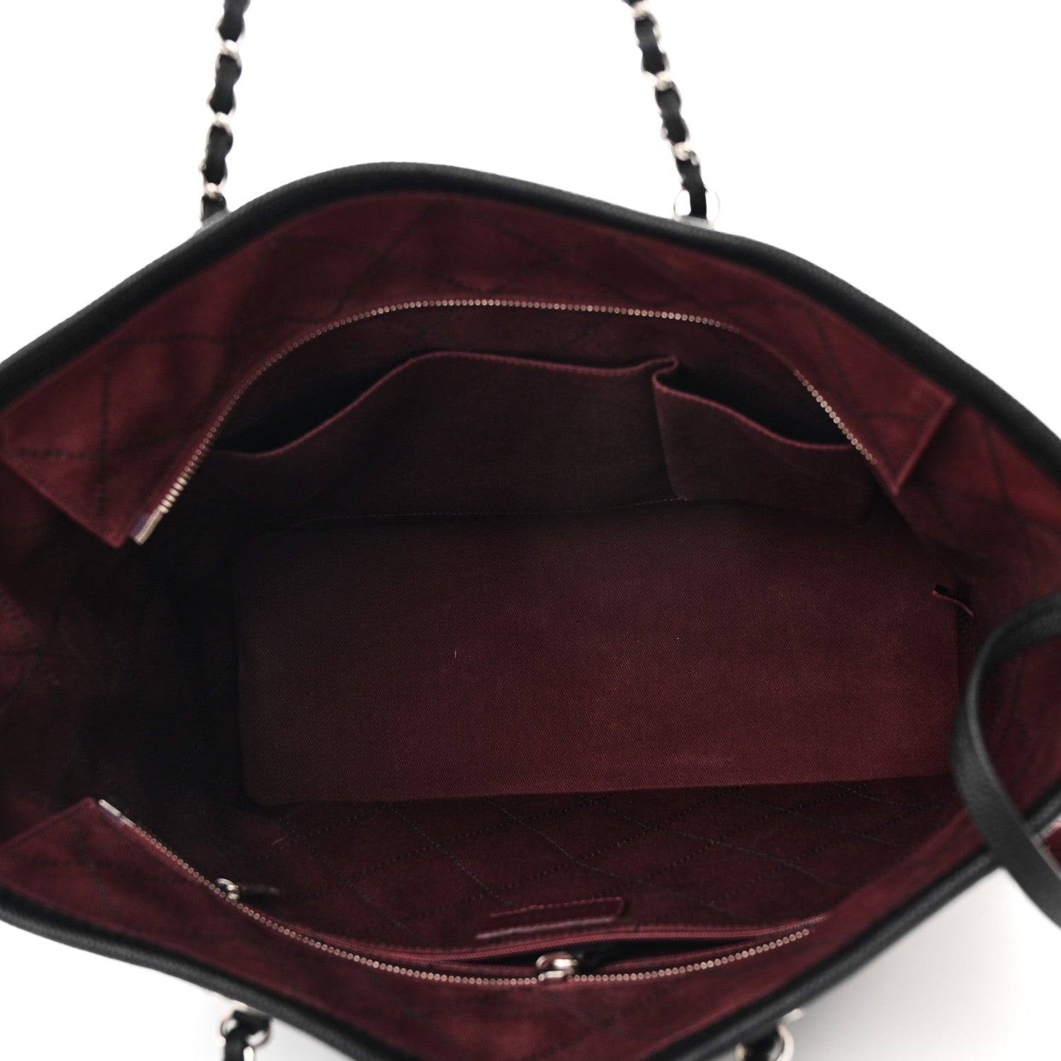 Grained Calfskin Quilted Small Daily Shopping Tote Black