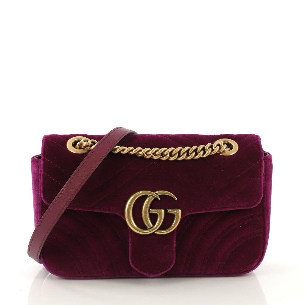 GG Marmont Flap Bag Matelasse Velvet Mini