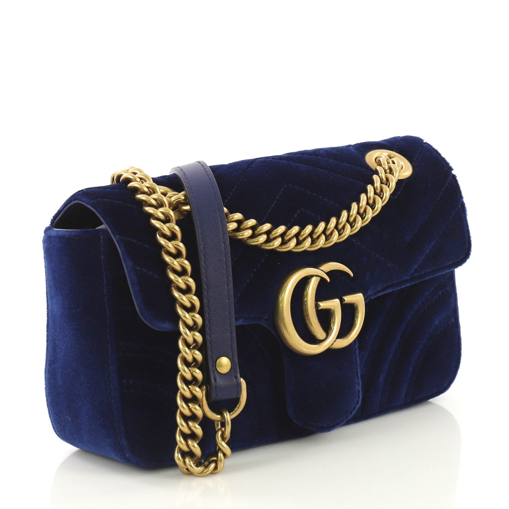 GG Marmont Flap Bag Matelasse Velvet Mini