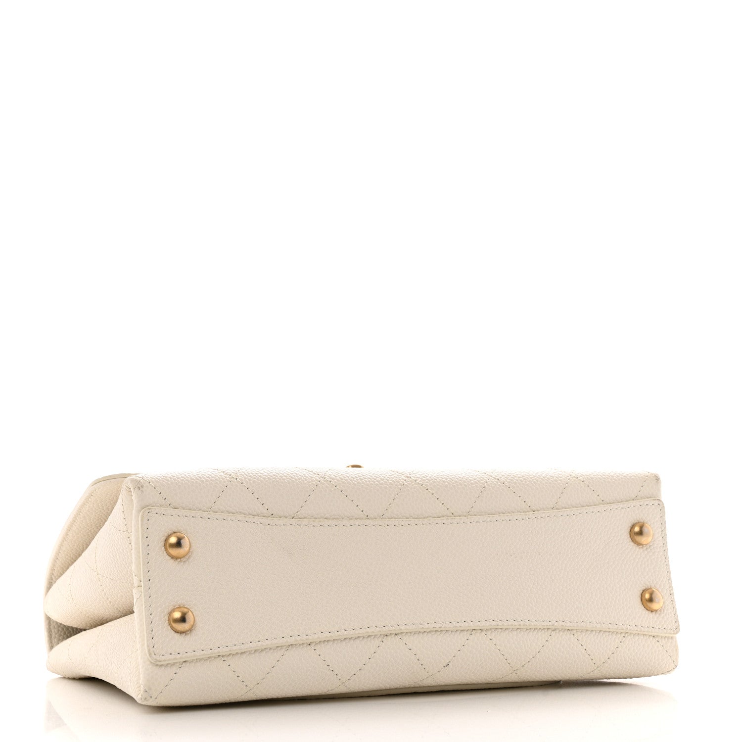 Grained Calfskin Small Stitched Flap White