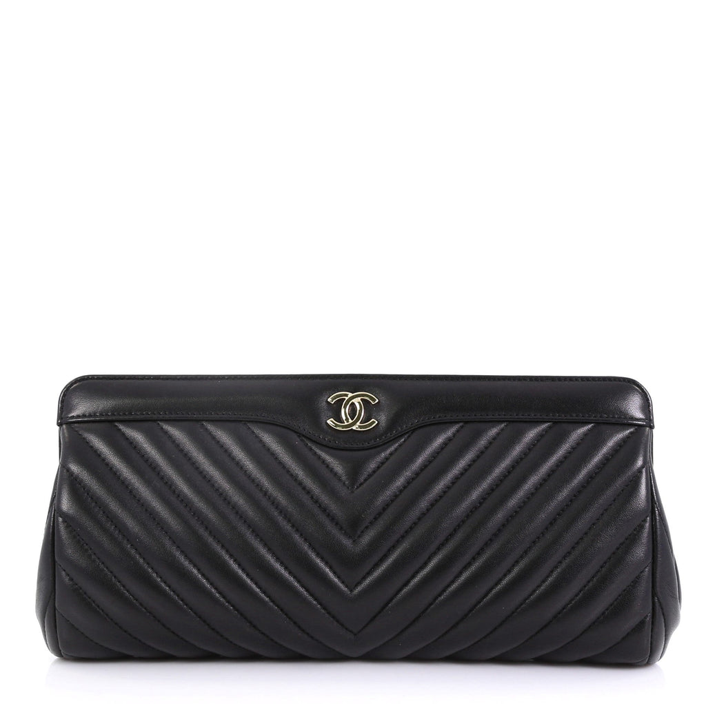 CC Frame Clutch Chevron Lambskin