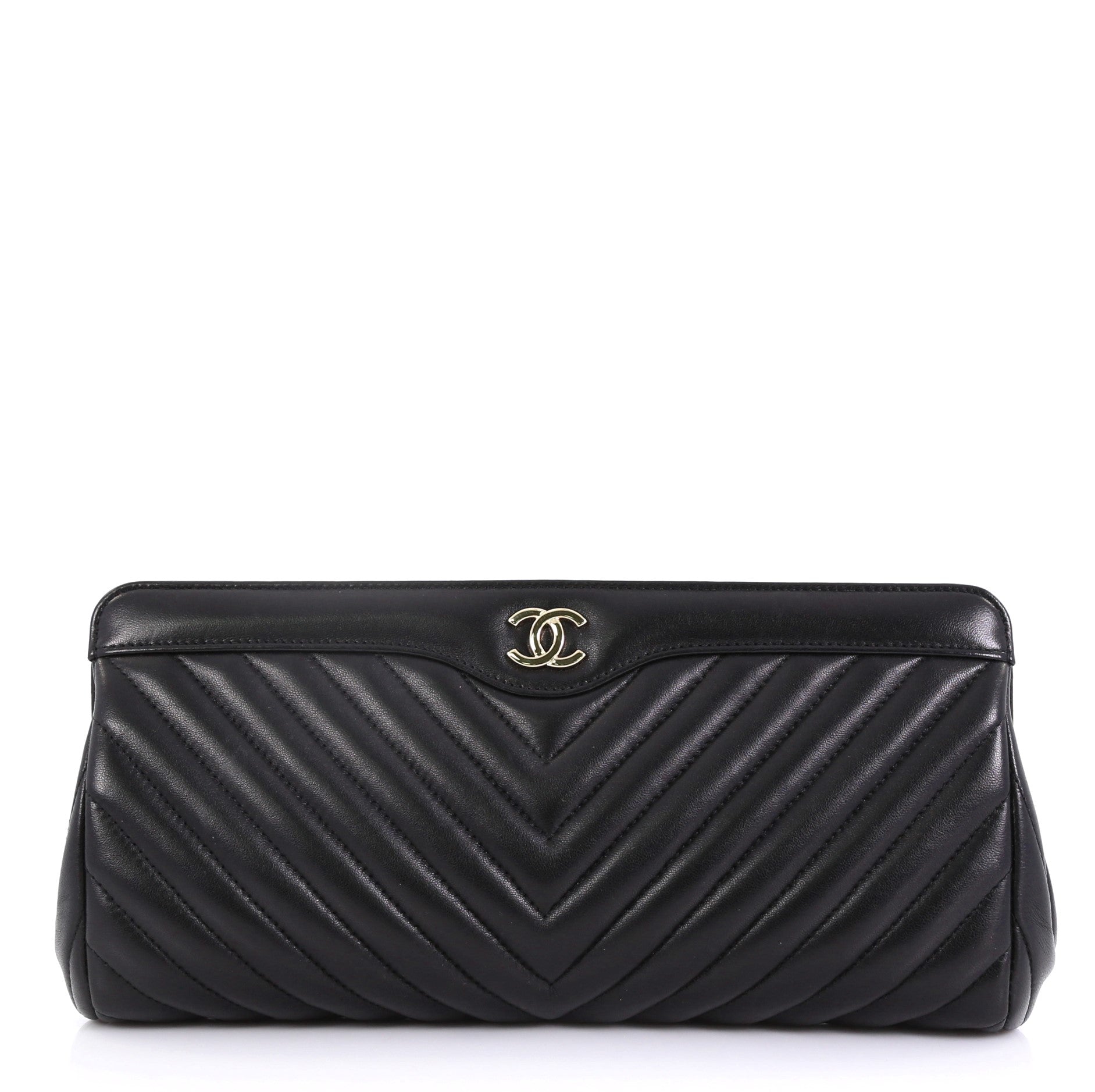 CC Frame Clutch Chevron Lambskin