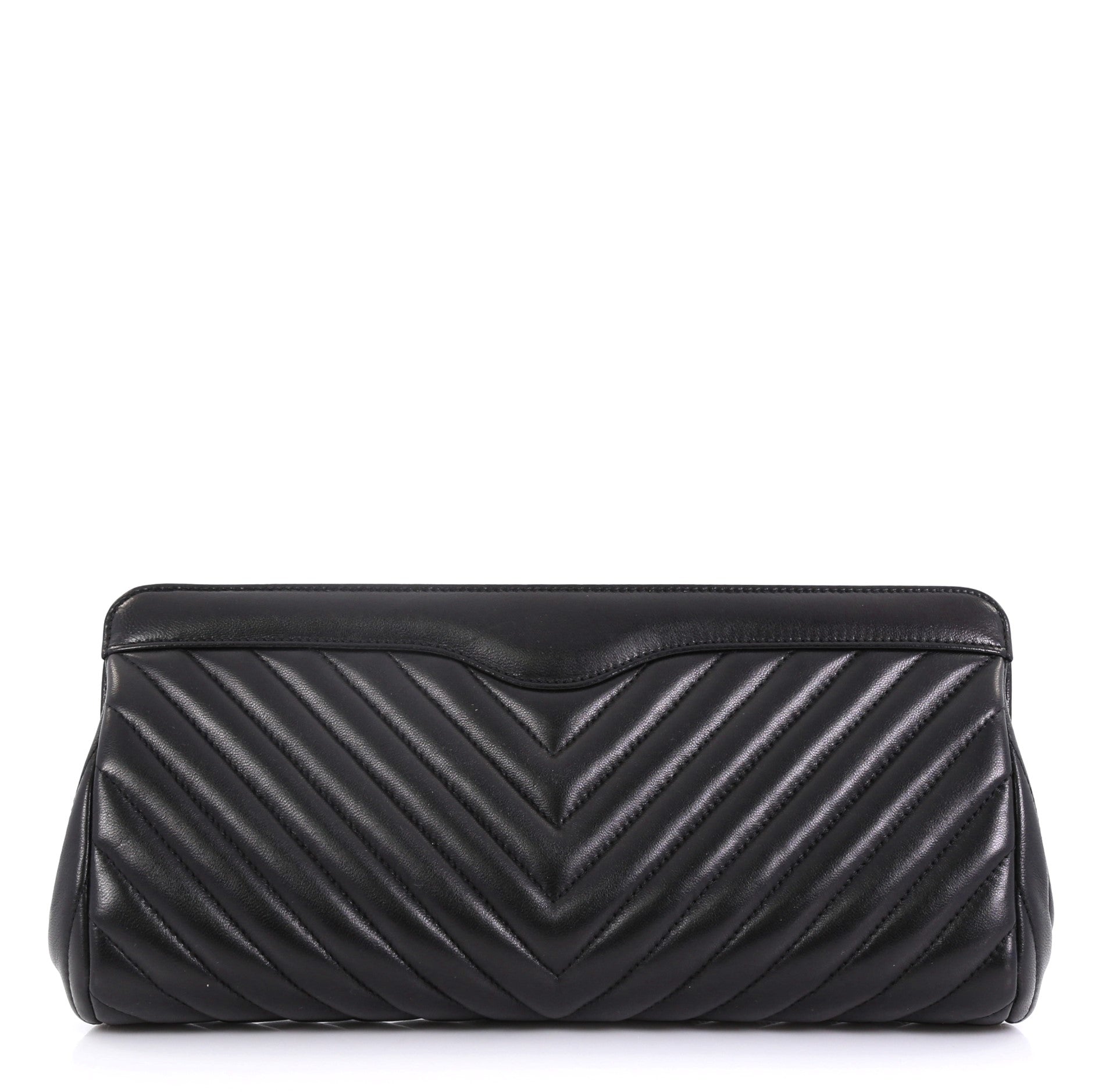 CC Frame Clutch Chevron Lambskin