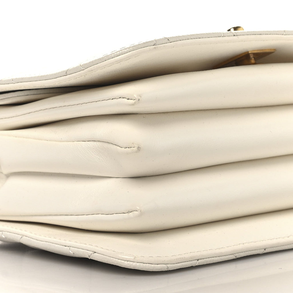 Caviar Quilted Mini Top Handle Flap White