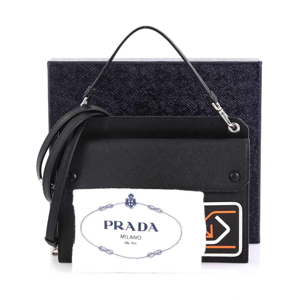 Logo Patch Crossbody Bag Saffiano Leather Mini