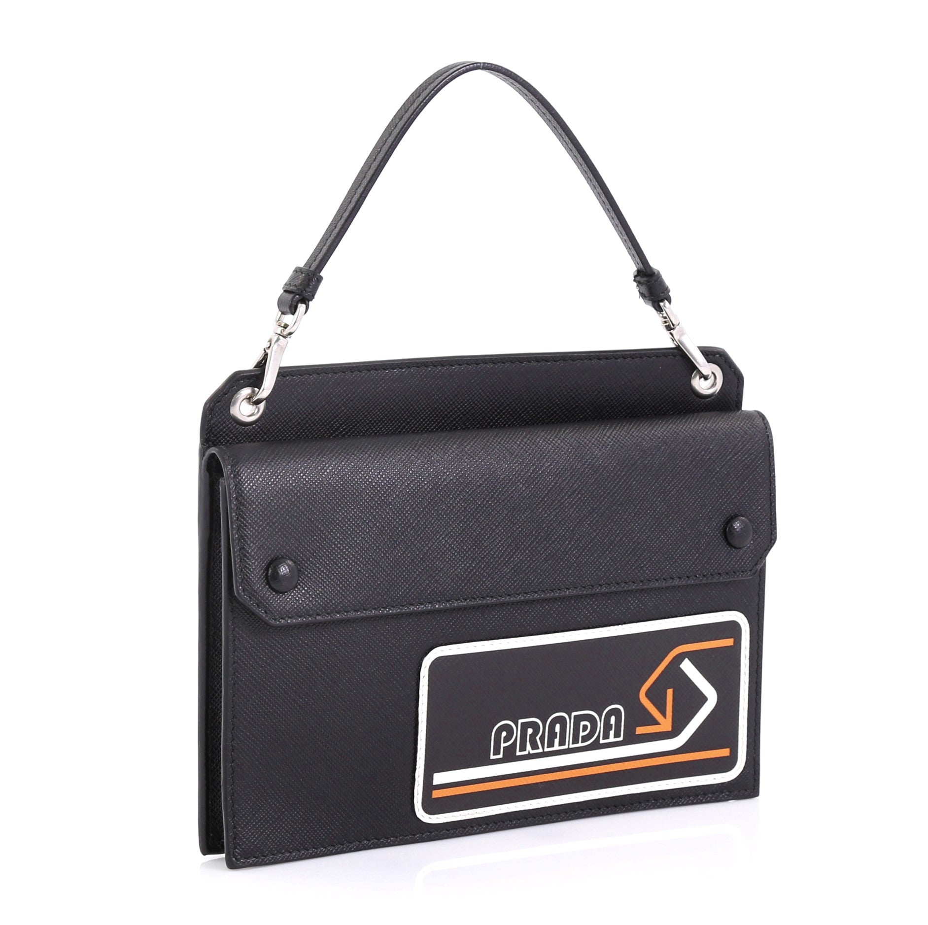 Logo Patch Crossbody Bag Saffiano Leather Mini