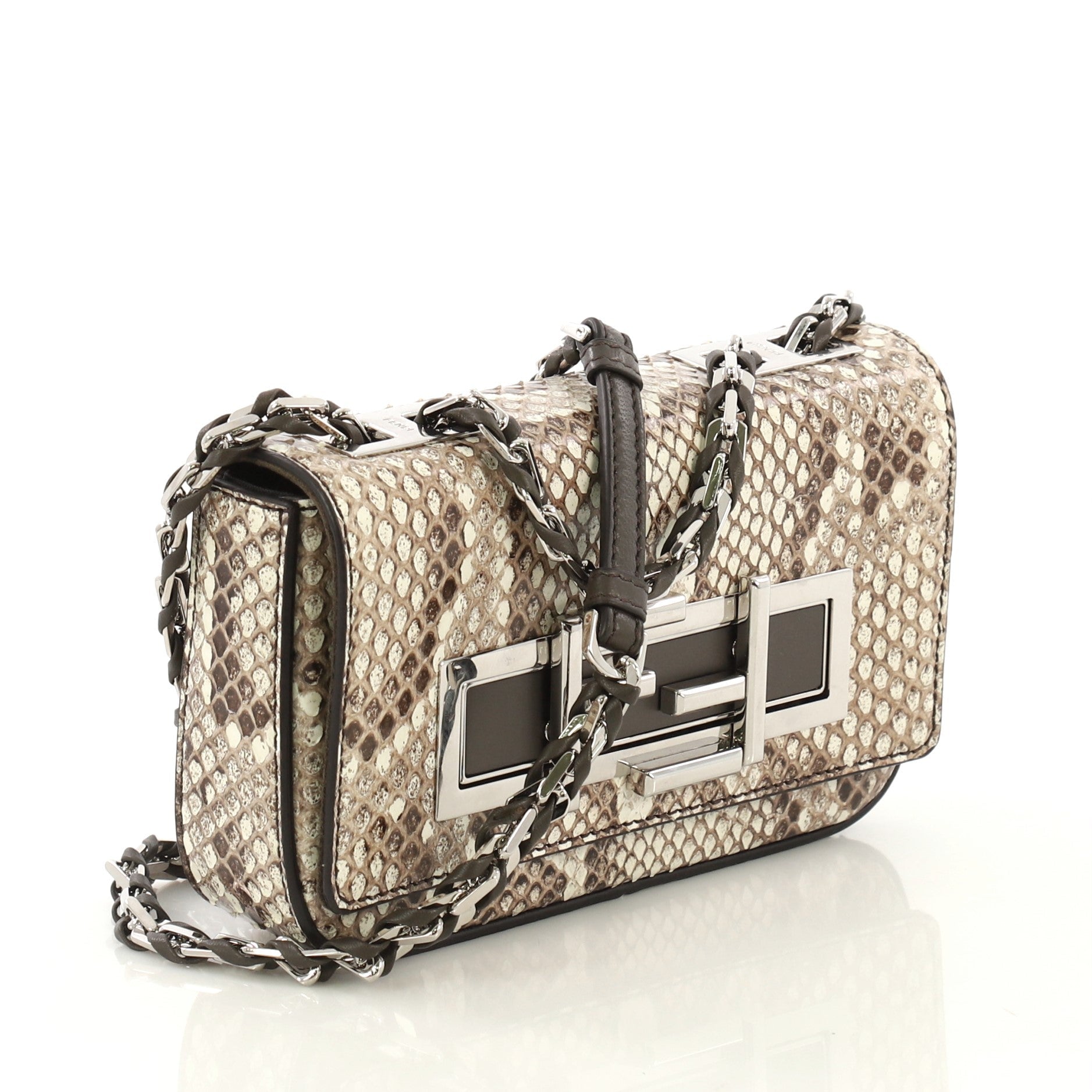 3Baguette Crossbody Bag Python Mini