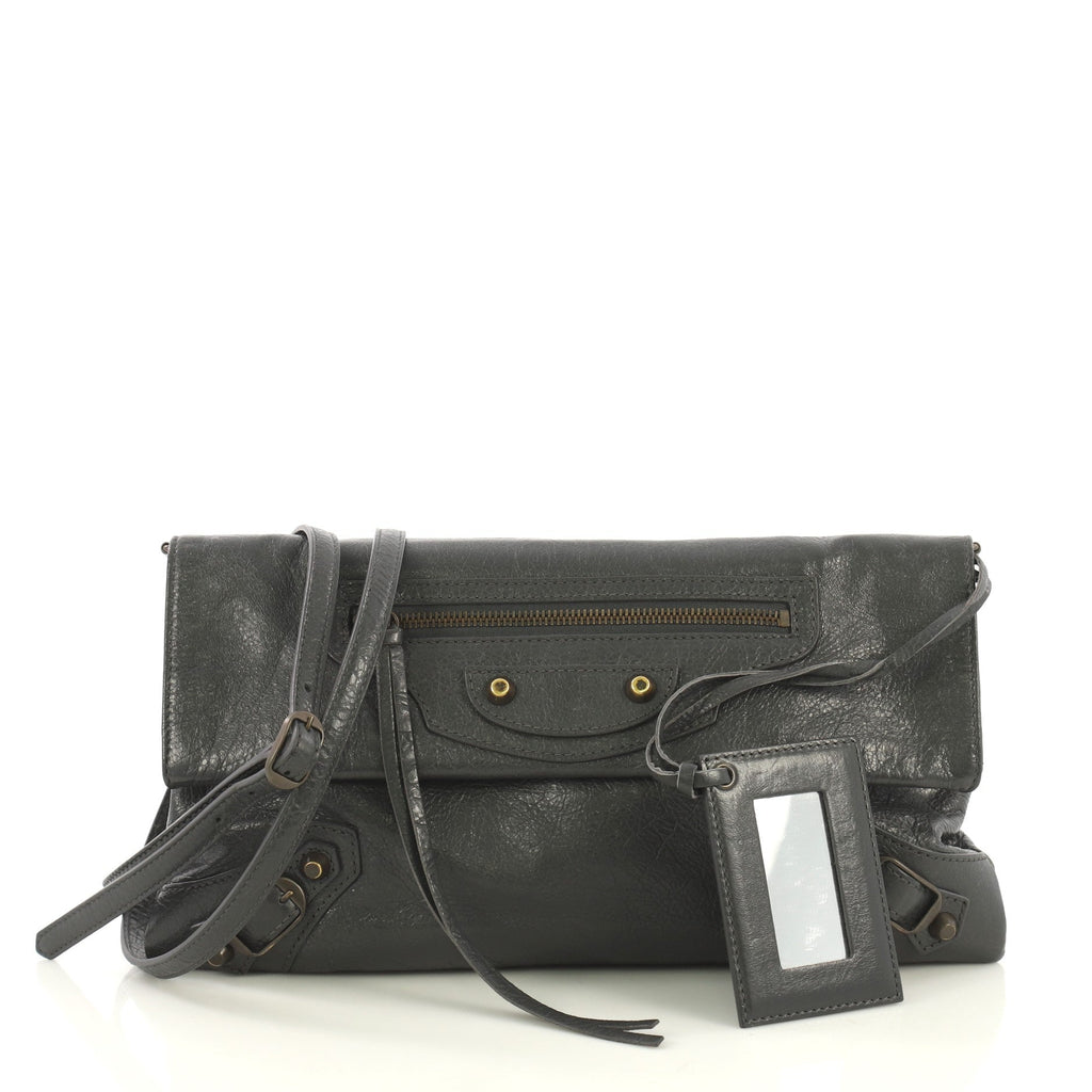 Envelope Strap Clutch Classic Studs Leather