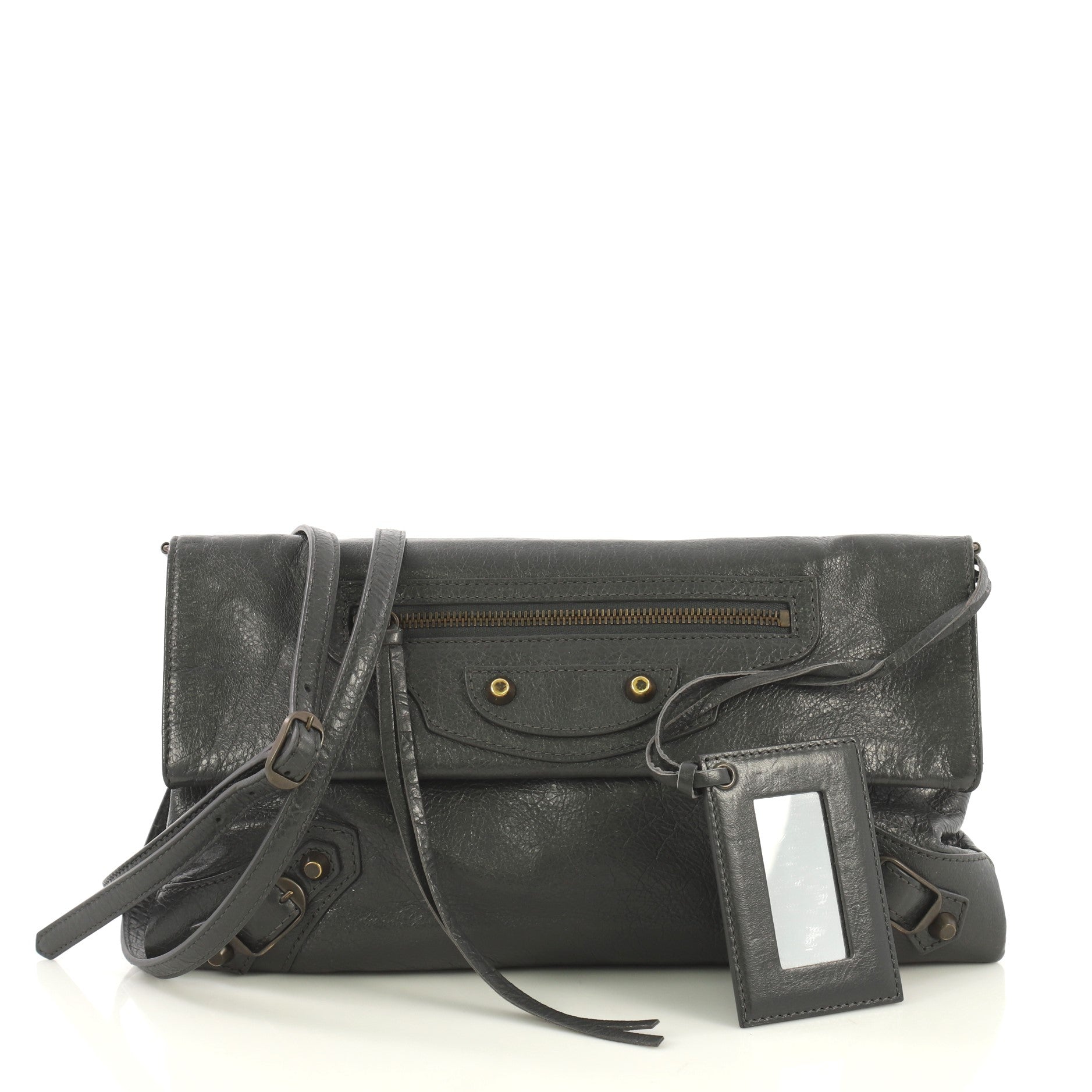 Envelope Strap Clutch Classic Studs Leather