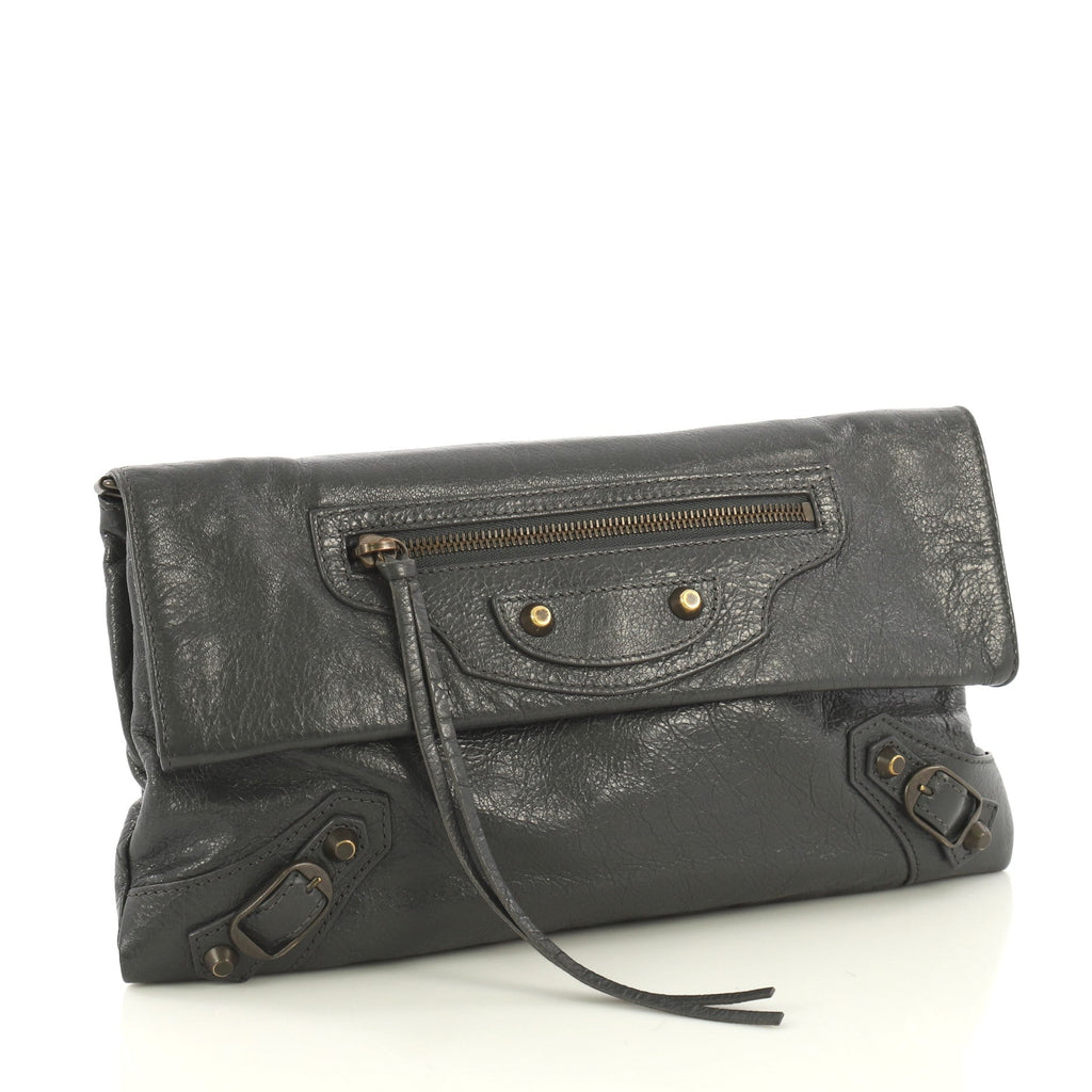 Envelope Strap Clutch Classic Studs Leather