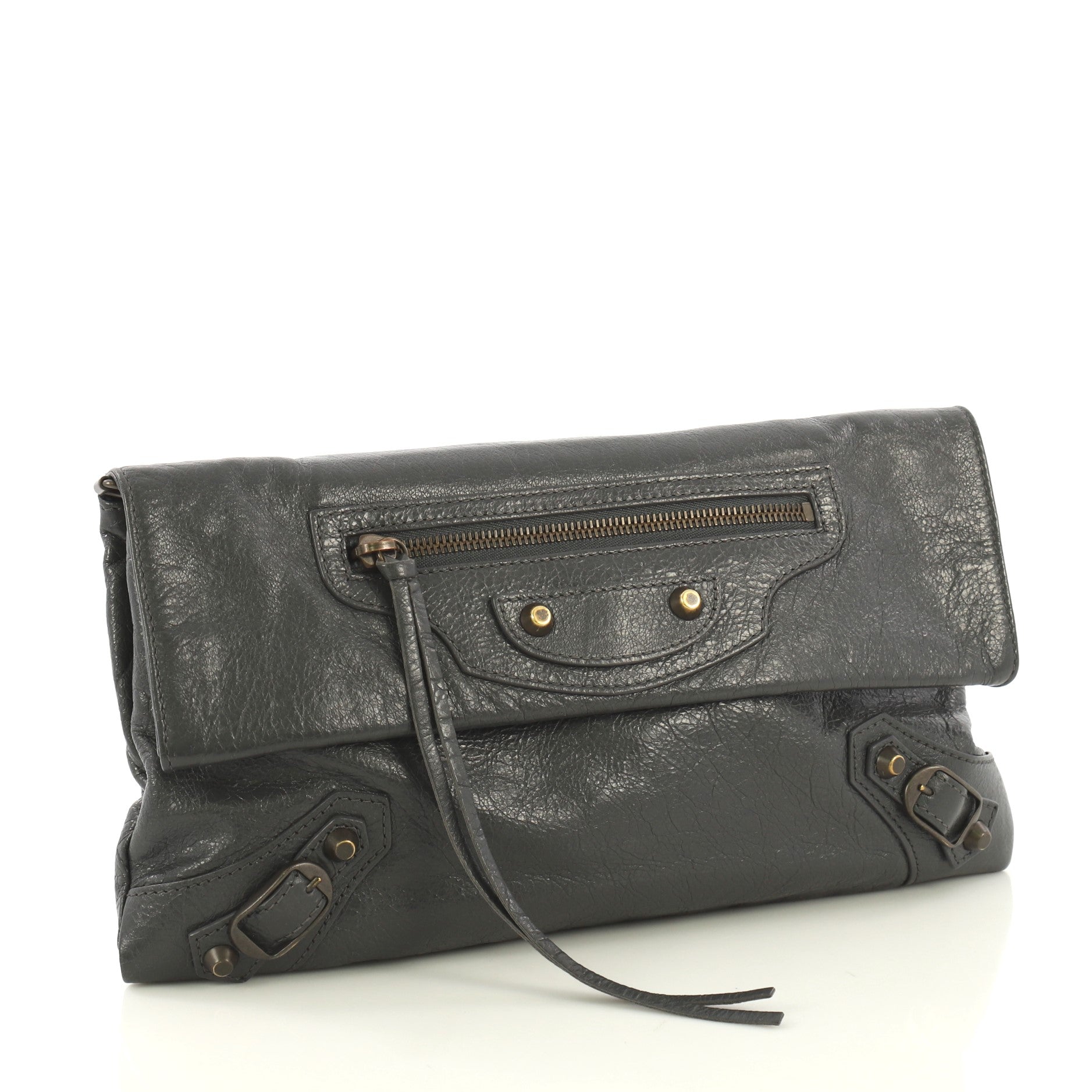 Envelope Strap Clutch Classic Studs Leather