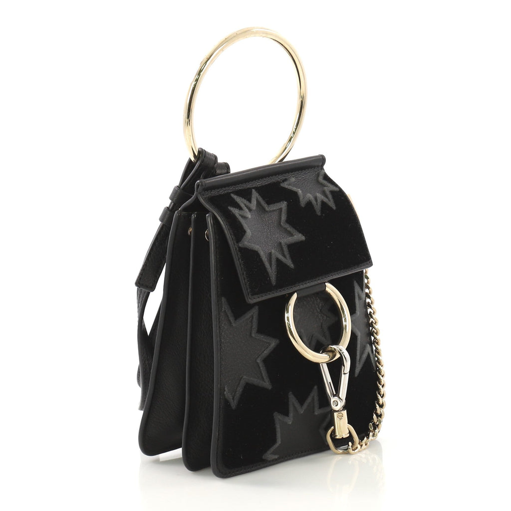 Faye Bracelet Crossbody Bag Patchwork Leather and Velvet Mini