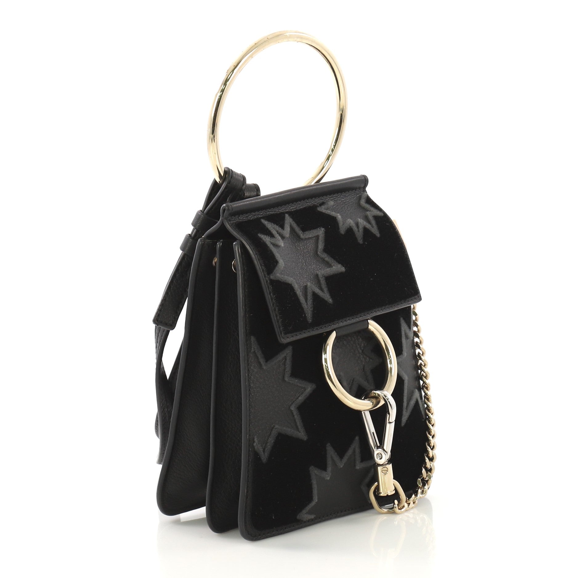 Faye Bracelet Crossbody Bag Patchwork Leather and Velvet Mini