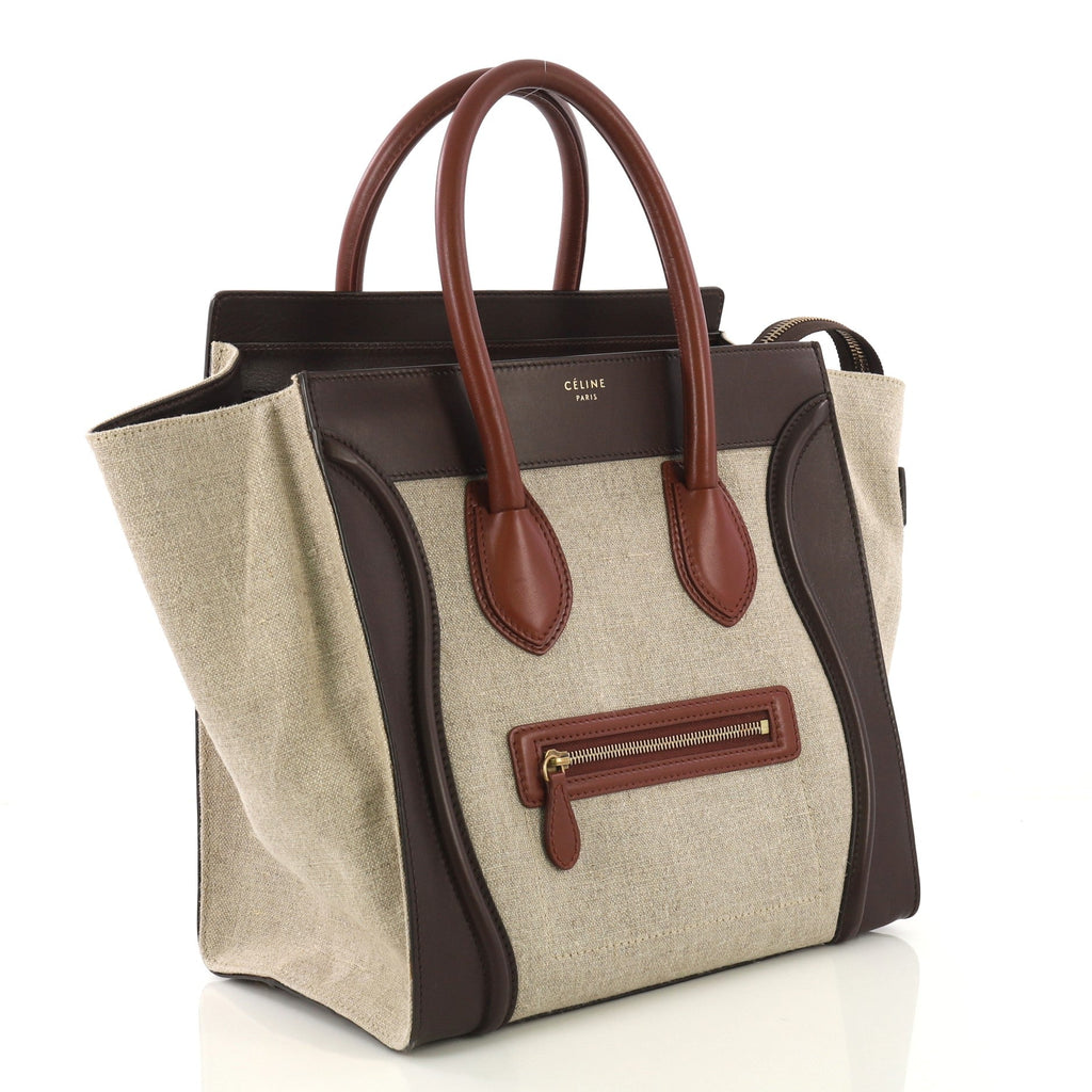 Luggage Handbag Canvas and Leather Mini