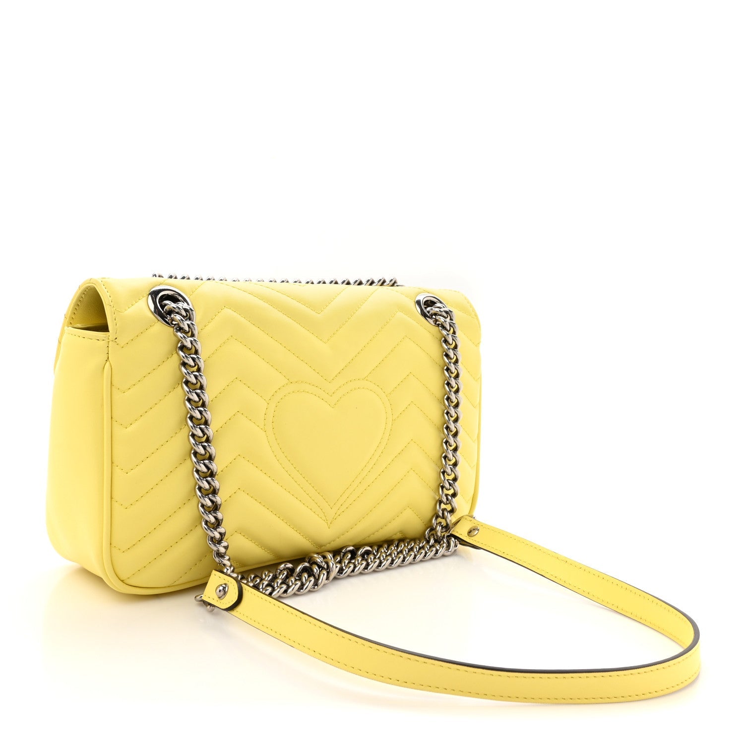 Calfskin Matelasse Small GG Marmont Shoulder Bag Banana