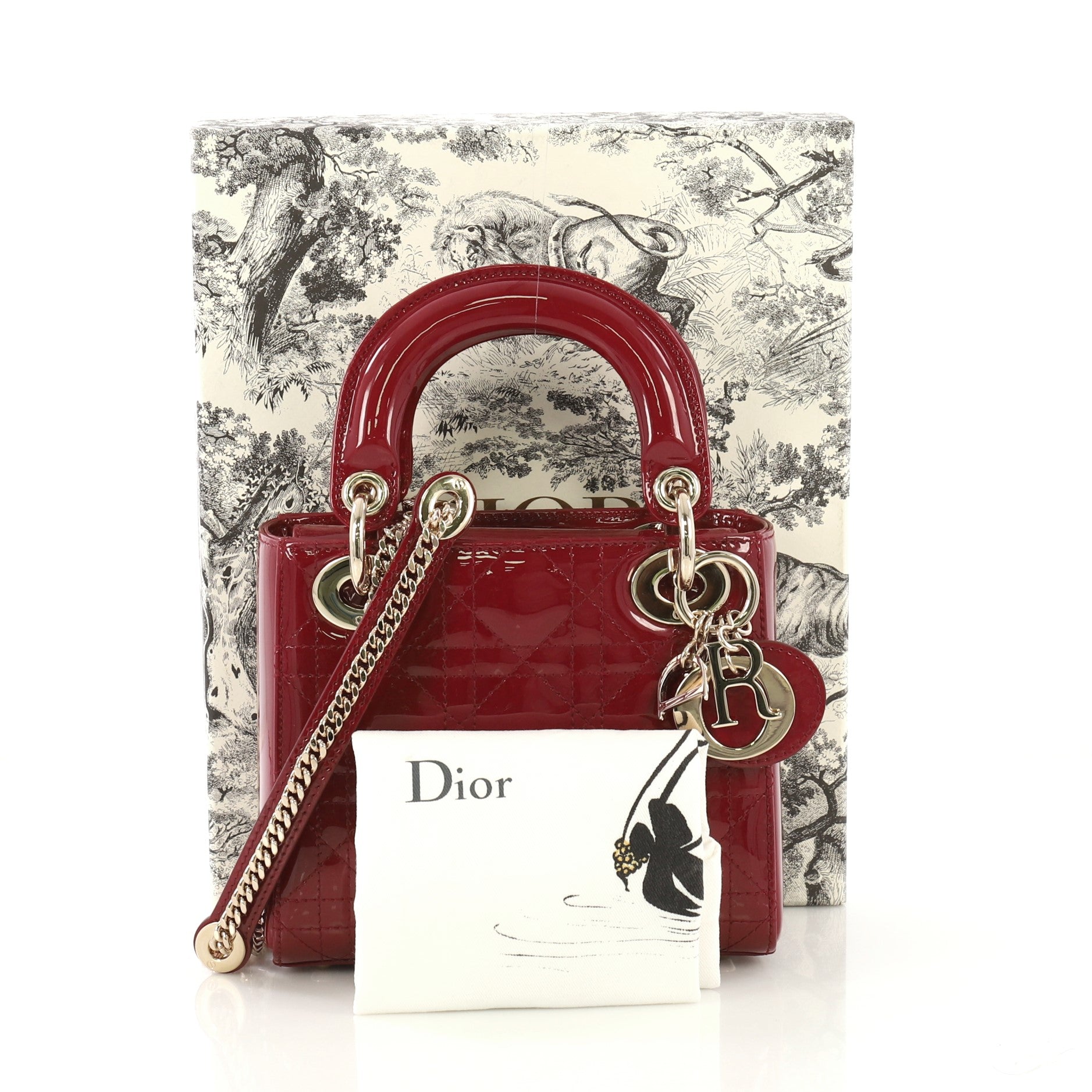 Lady Dior Handbag Cannage Quilt Patent Mini