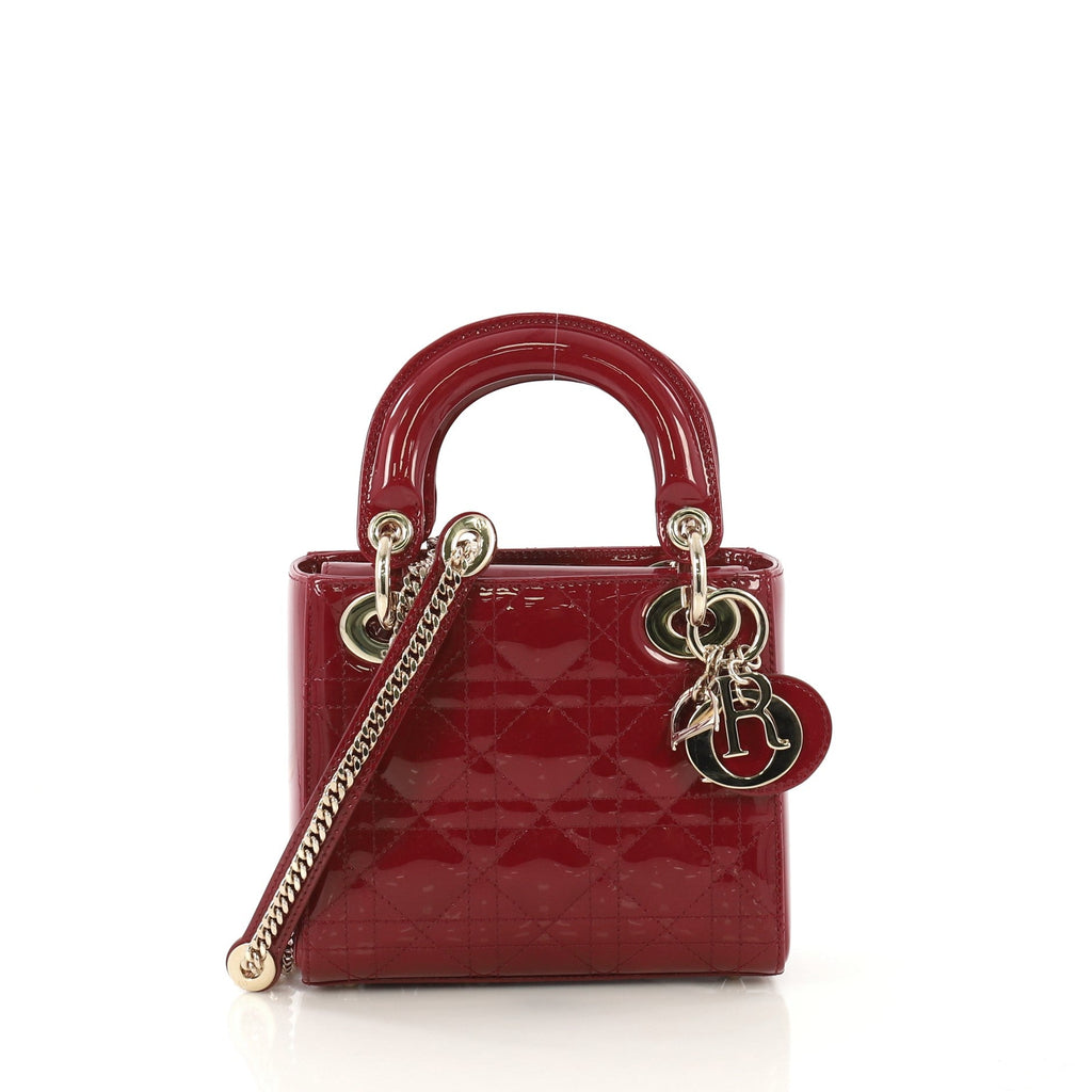 Lady Dior Handbag Cannage Quilt Patent Mini