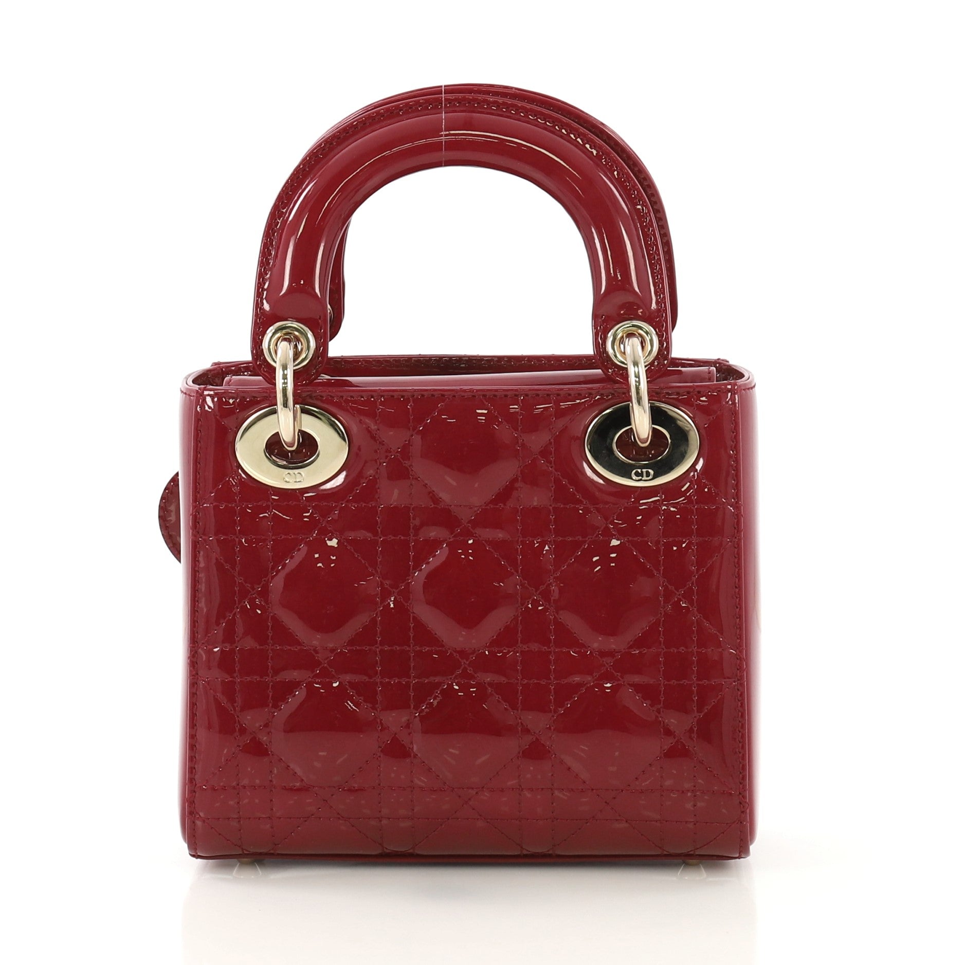 Lady Dior Handbag Cannage Quilt Patent Mini