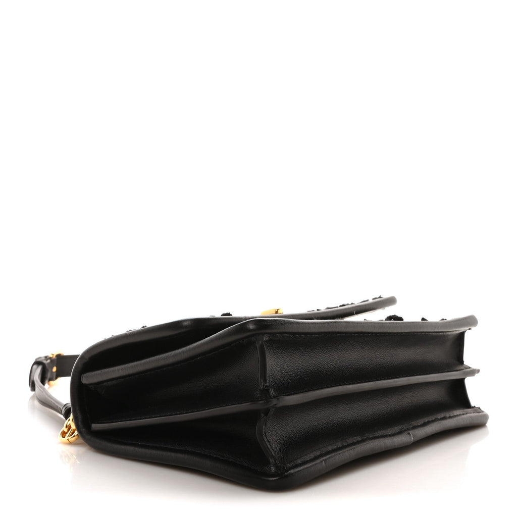 Tweed Macrocannage Mini Miss Caro Bag Black White